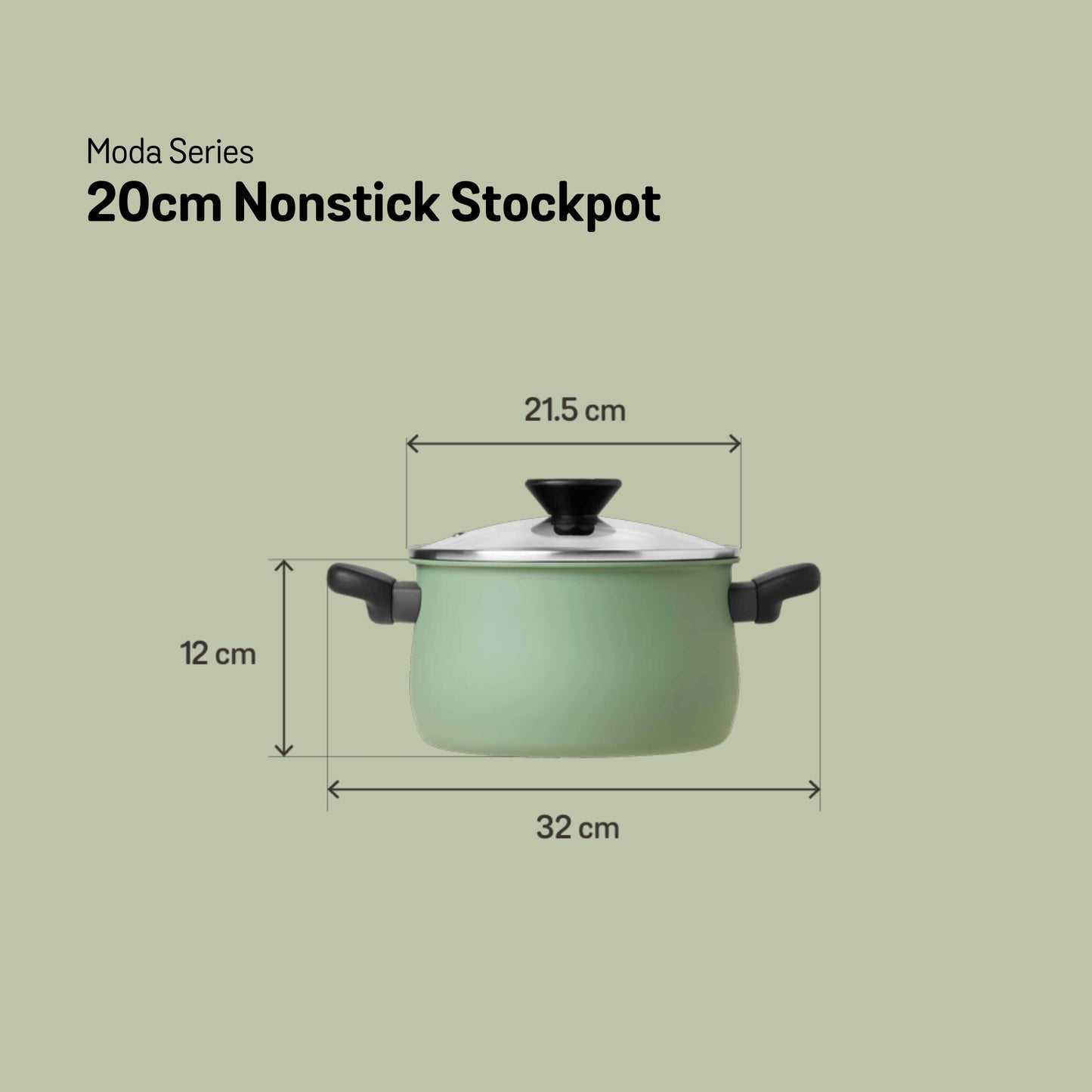 Meyer Moda Induction Covered Stockpot 20cm/3.8L Sage