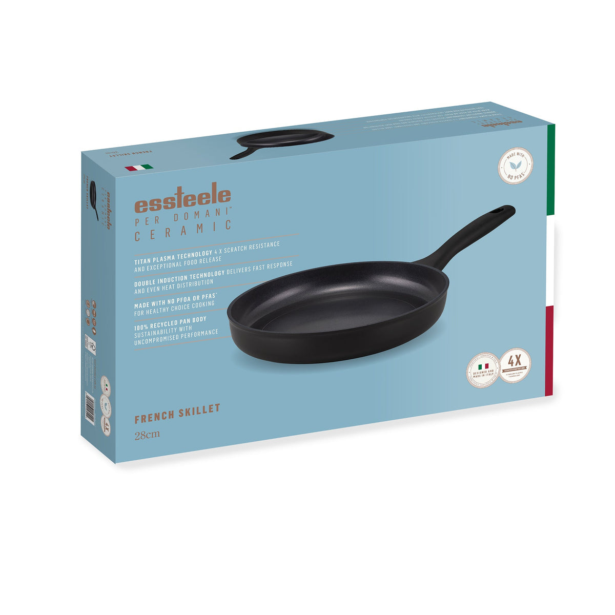 For searing, frying and everyday cooking – ceramic nonstick coated aluminium – Essteele Per Domani Ceramic Induction Open French Skillet 28cm