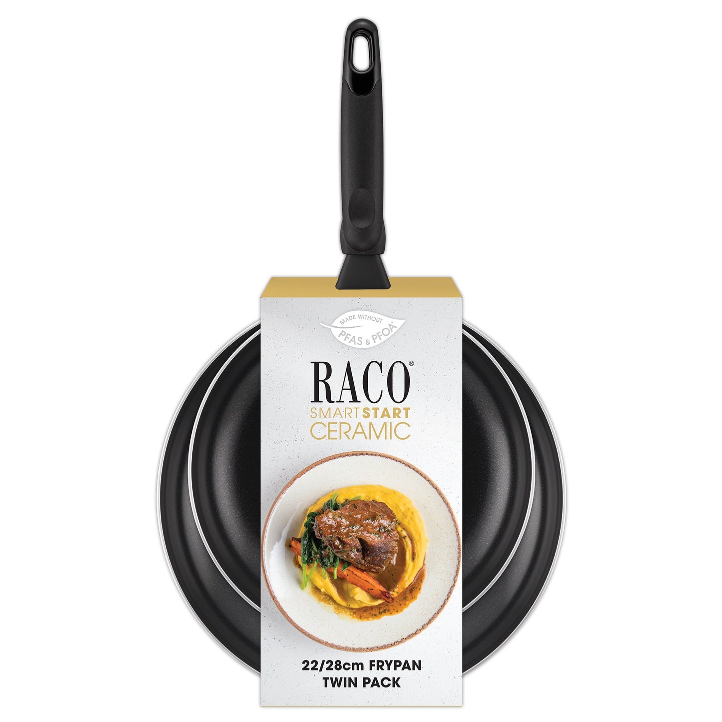 RACO SmartStart Ceramic Nonstick Induction Twin Pack Frypans 22cm/28cm Grey