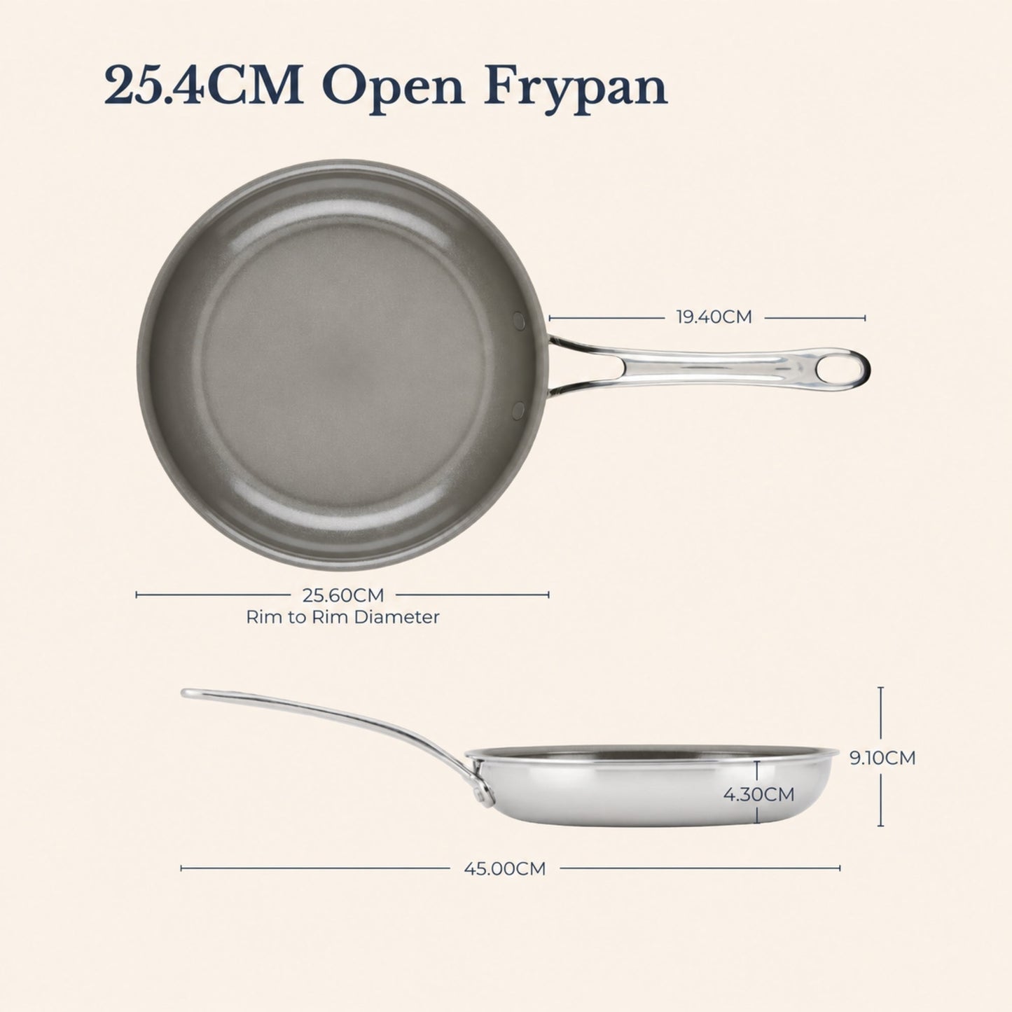 Additional angle: for searing, frying and everyday cooking – stainless steel – Anolon EverLast Ceramic Stainless Steel Induction Open Frypan 25.4cm