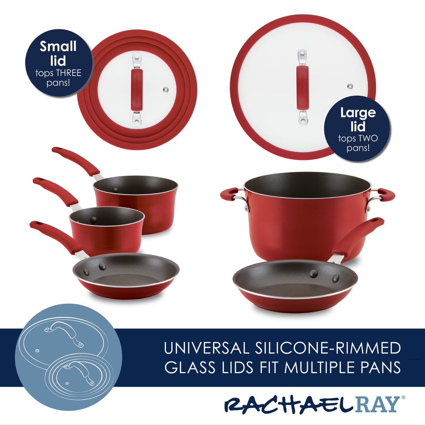 Rachael Ray Cook + Create Nonstick 11 Piece Cookware Set Red