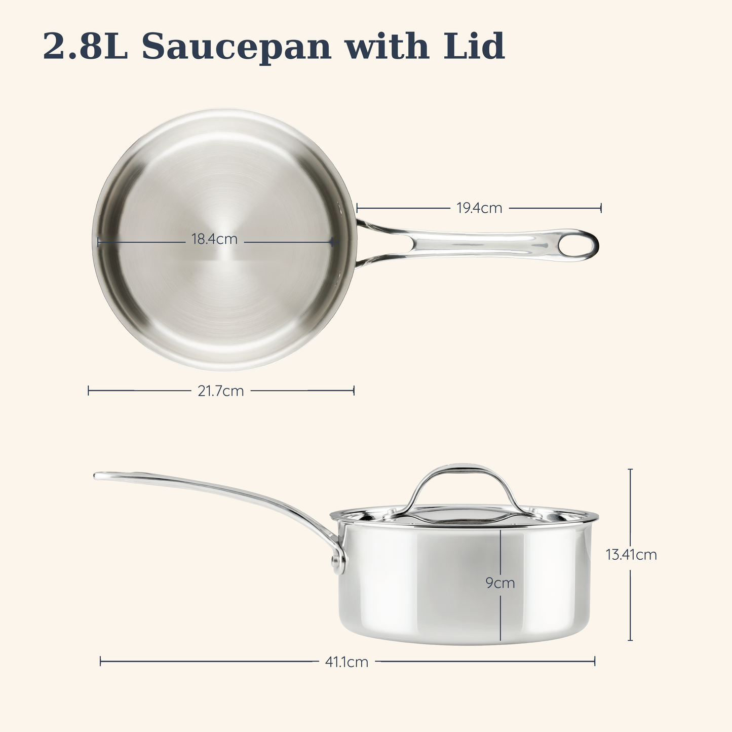 Styled lifestyle shot: for soups and sauces – tri-ply clad stainless steel – Anolon EverLast Tri-Ply Clad Stainless Steel Induction Covered Saucepan 20cm/2.8L