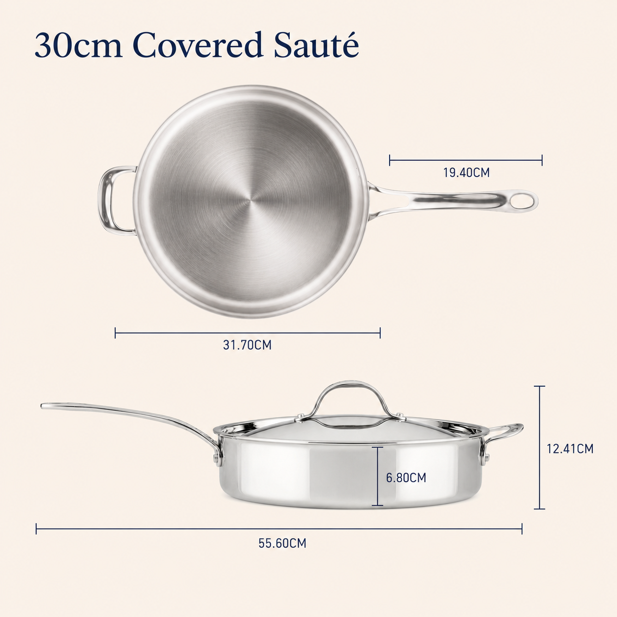 Additional angle: for braising and one-pot meals – tri-ply clad stainless steel – Anolon EverLast Tri-Ply Clad Stainless Steel Induction Covered Sauté 30cm/4.7L