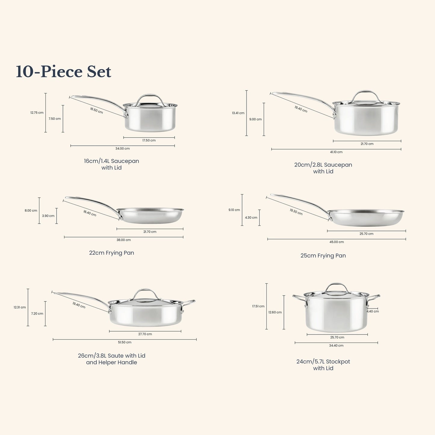 Styled lifestyle shot: cookware set for everyday cooking – tri-ply clad stainless steel – Anolon EverLast Tri-Ply Clad Stainless Steel Induction 10 Piece...