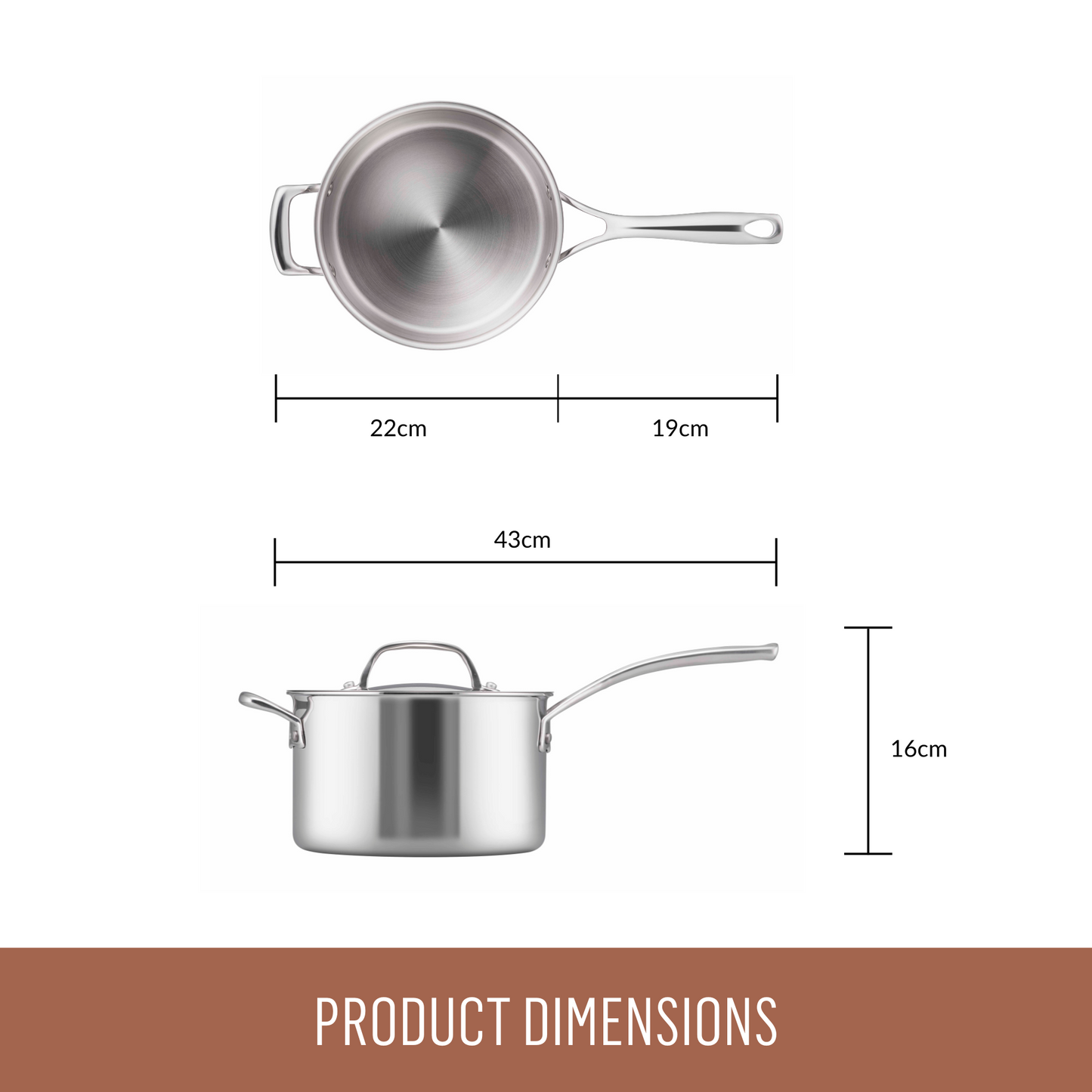 Essteele Eternità Clad Stainless Steel Induction Covered Saucepan 20cm/3.7L
