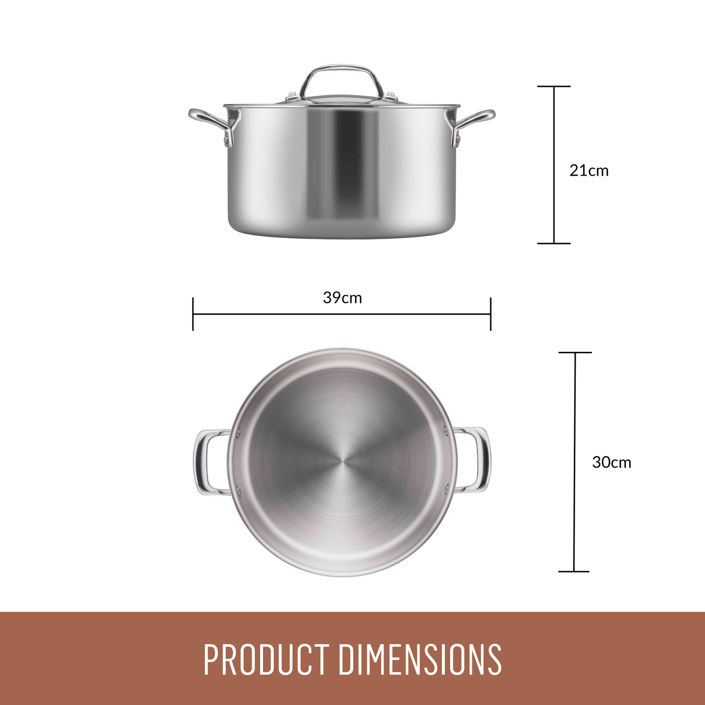 Essteele Eternità Clad Stainless Steel Induction Covered Stockpot 30cm/11.3L