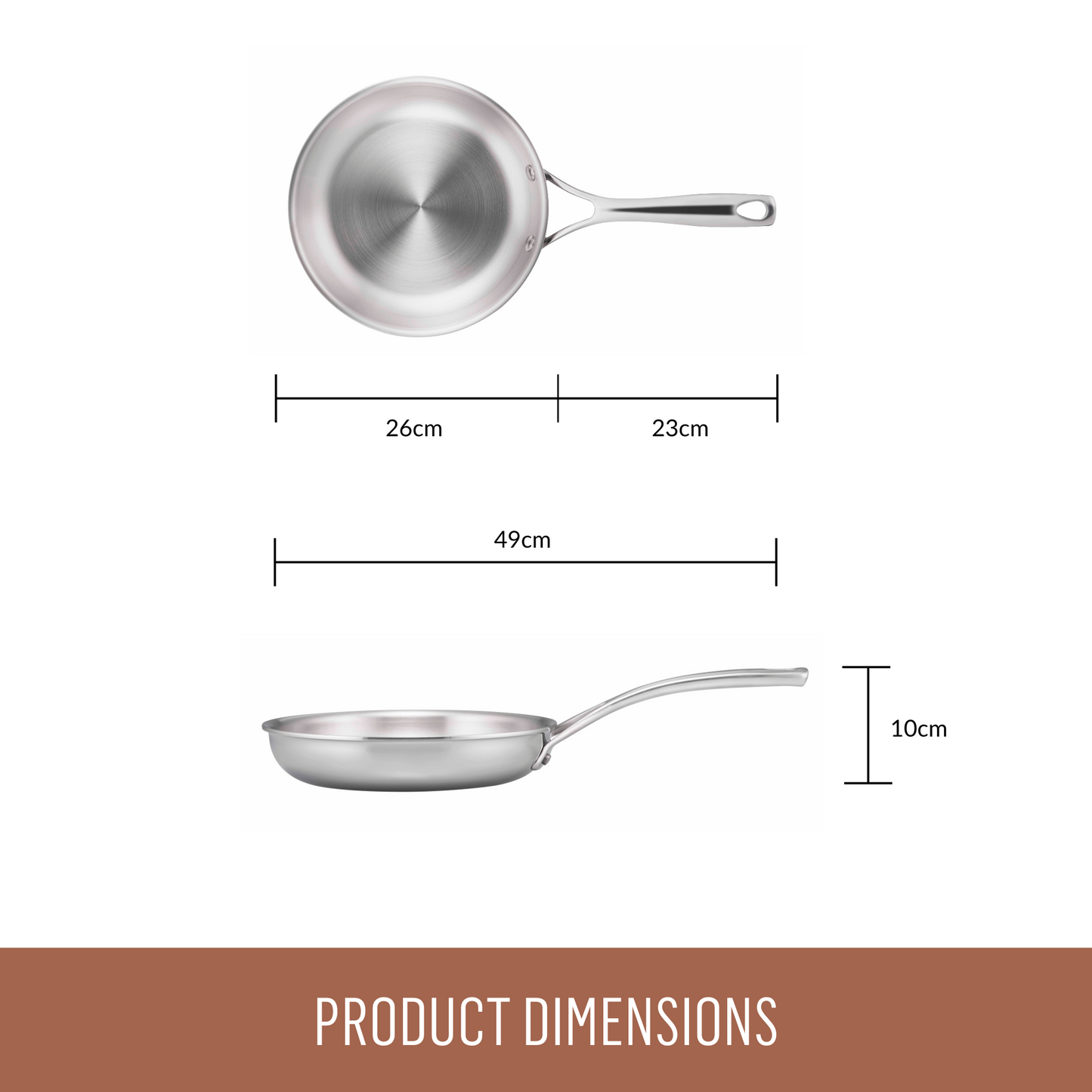 Essteele Eternità Clad Stainless Steel Induction Open French Skillet 26cm