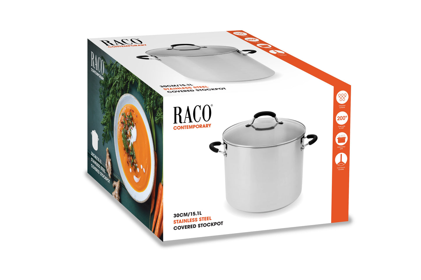 RACO Contemporary Stainless Steel Induction 30cm/15.1L Stockpot
