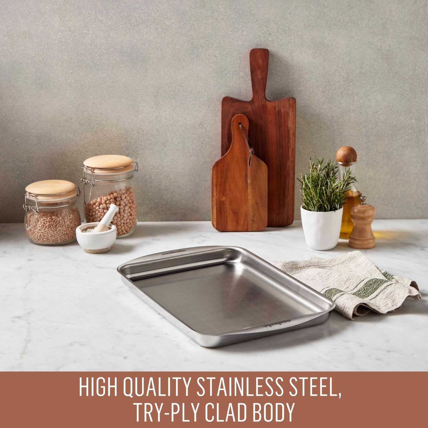 Essteele Clad Ovenware Stainless Steel Baking Sheet 23cm x 32cm x 2.5cm