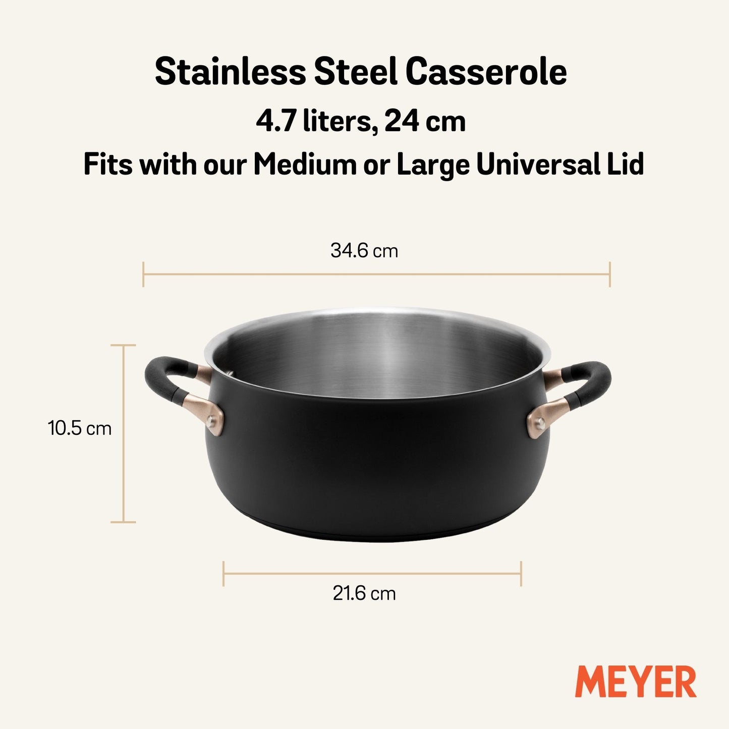 Meyer Accent Stainless Steel Induction Open Casserole 24cm/4.7L