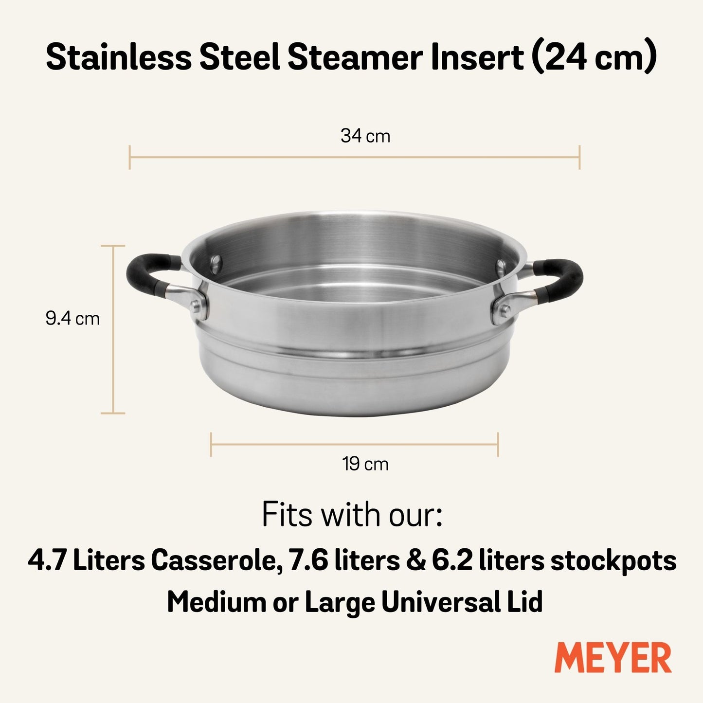 Meyer Accent Stainless Steel Steamer Insert 24cm