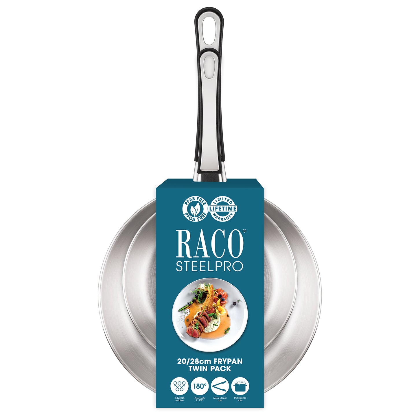 RACO SteelPro Stainless Steel Induction Open Frypan Twin Pack 20/28cm