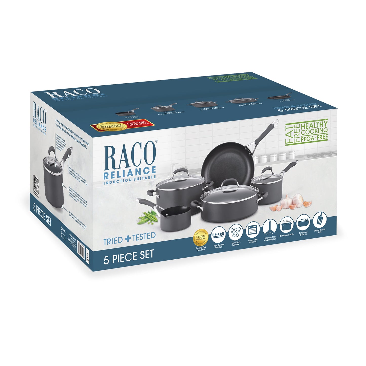 RACO Reliance Hard Anodised Induction 5 Piece Cookware Set