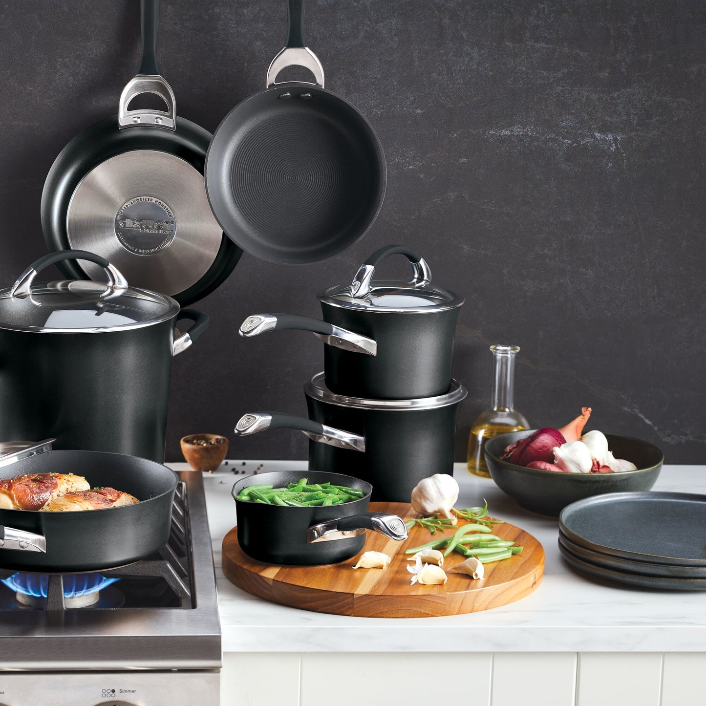 Circulon Symmetry Nonstick Induction 11 Piece Cookware Set Black