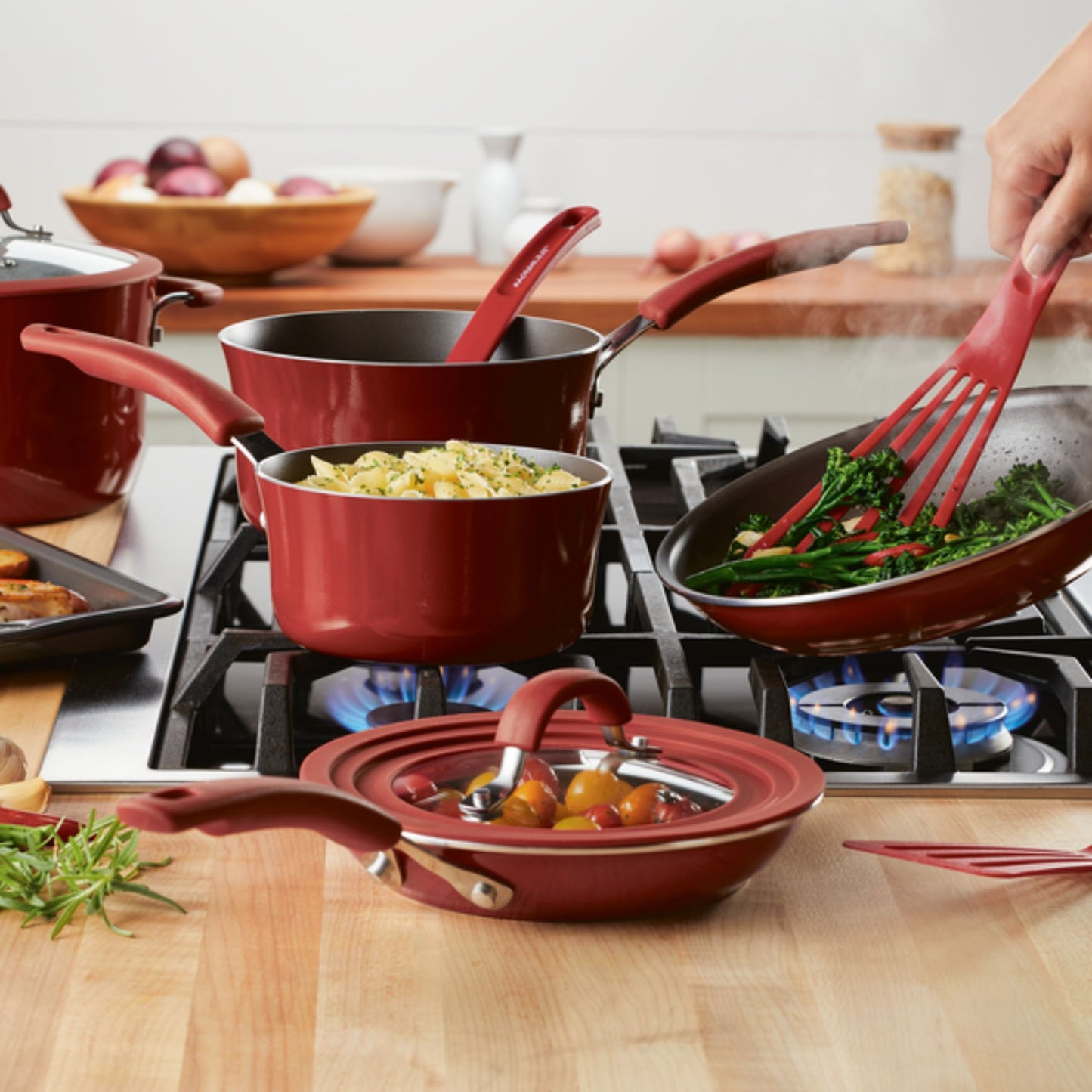 Rachael Ray Cook + Create Nonstick 11 Piece Cookware Set Red