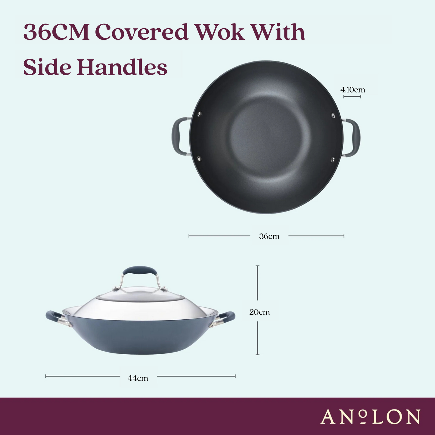 ANOLON Advanced Home 36cm Covered Wok with side handles
