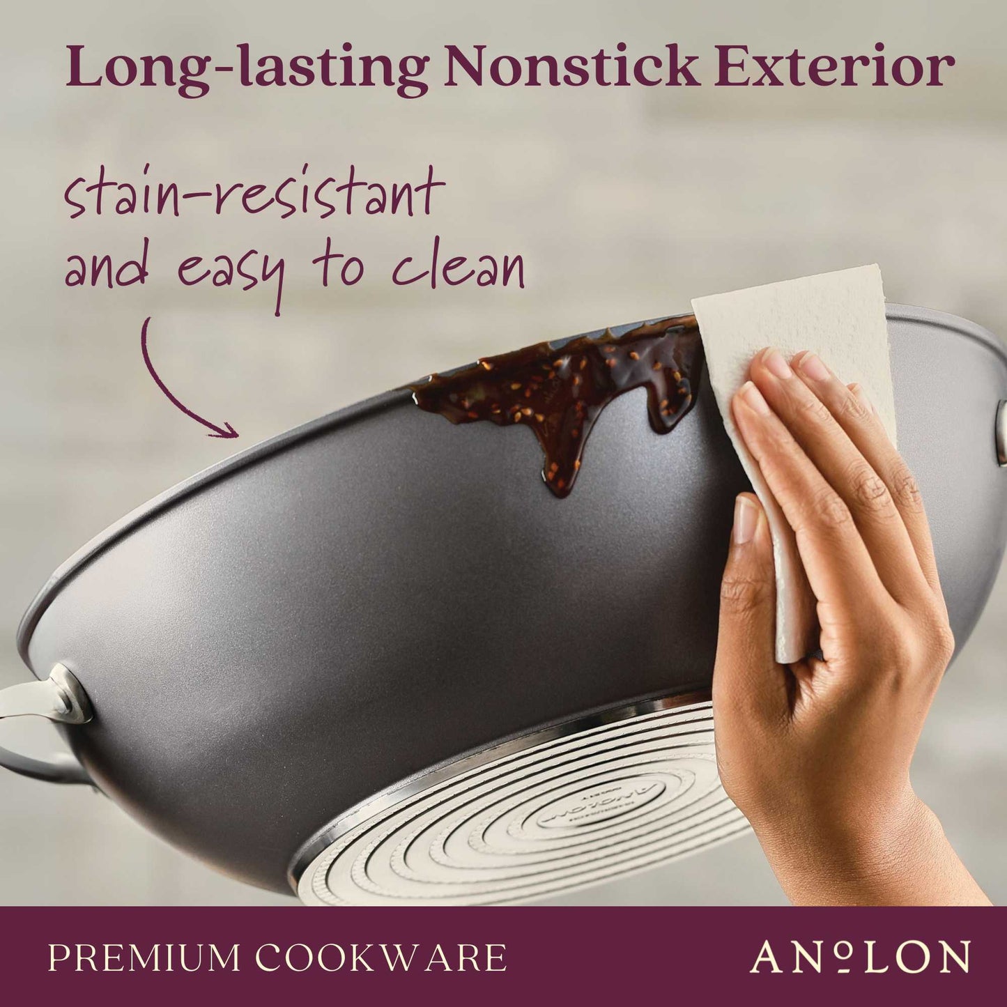 Anolon Accolade Nonstick Induction Covered Wok 34cm