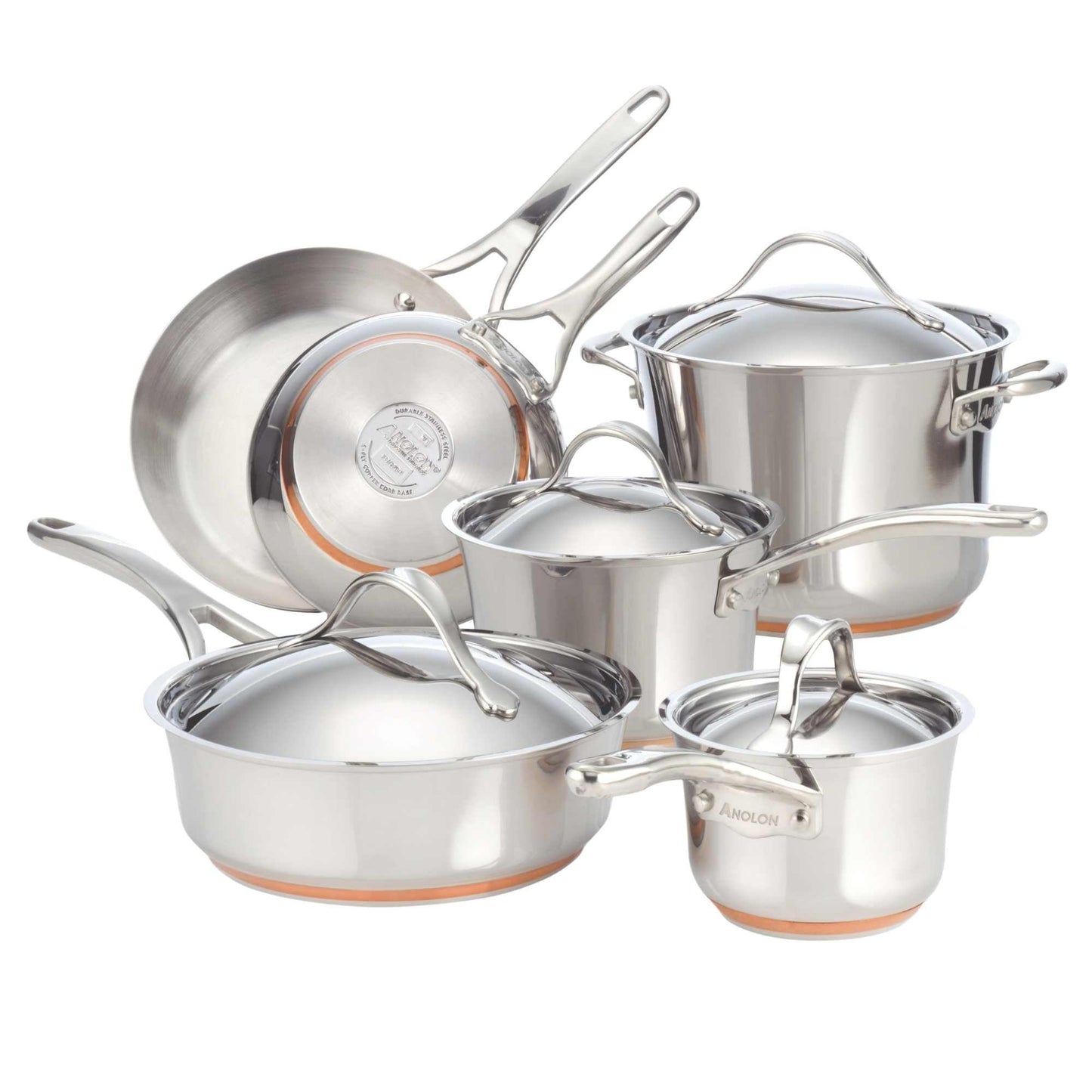 Anolon Nouvelle Copper Stainless Steel Induction 10 Piece Cookware Set