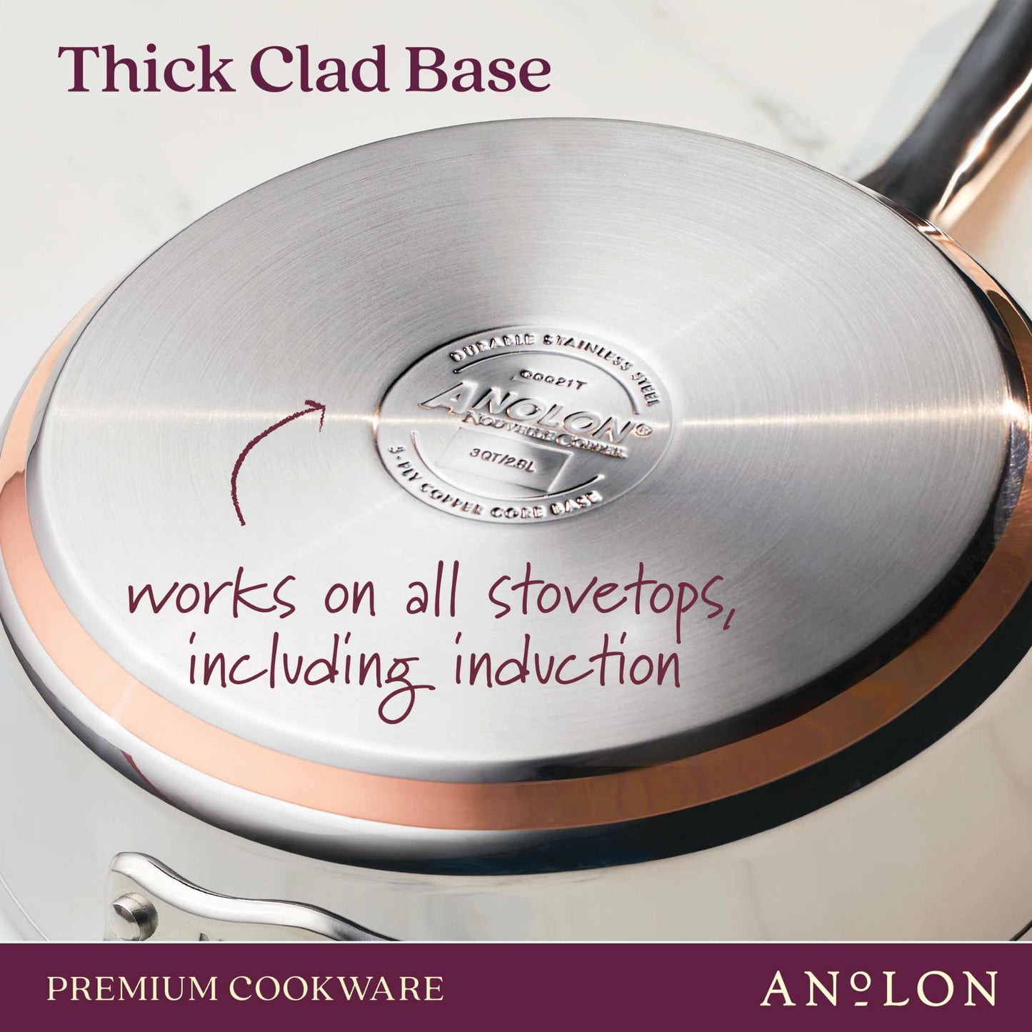Anolon Nouvelle Copper Stainless Steel Induction 10 Piece Cookware Set