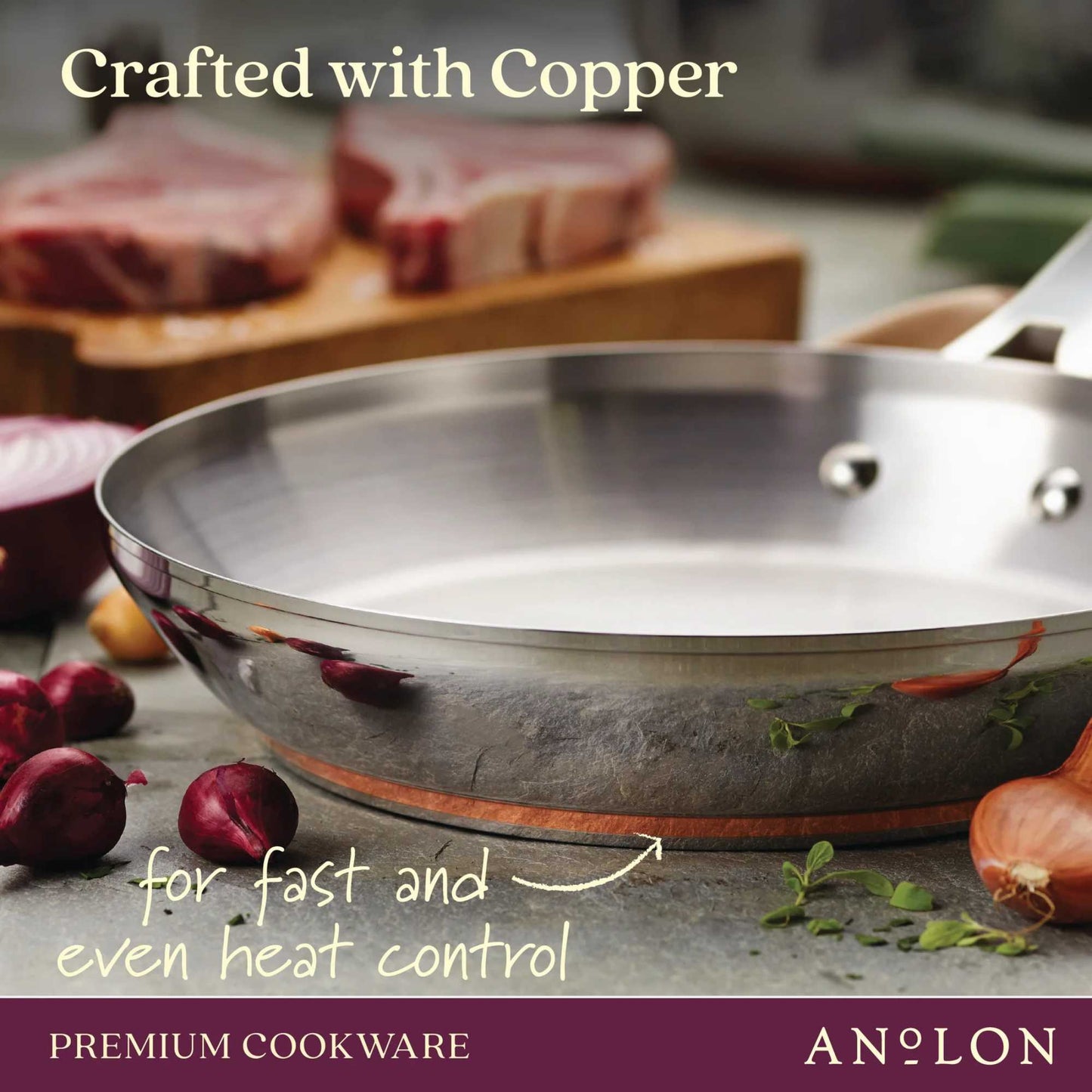 Anolon Nouvelle Copper Stainless Steel Induction Covered Skillet 30cm