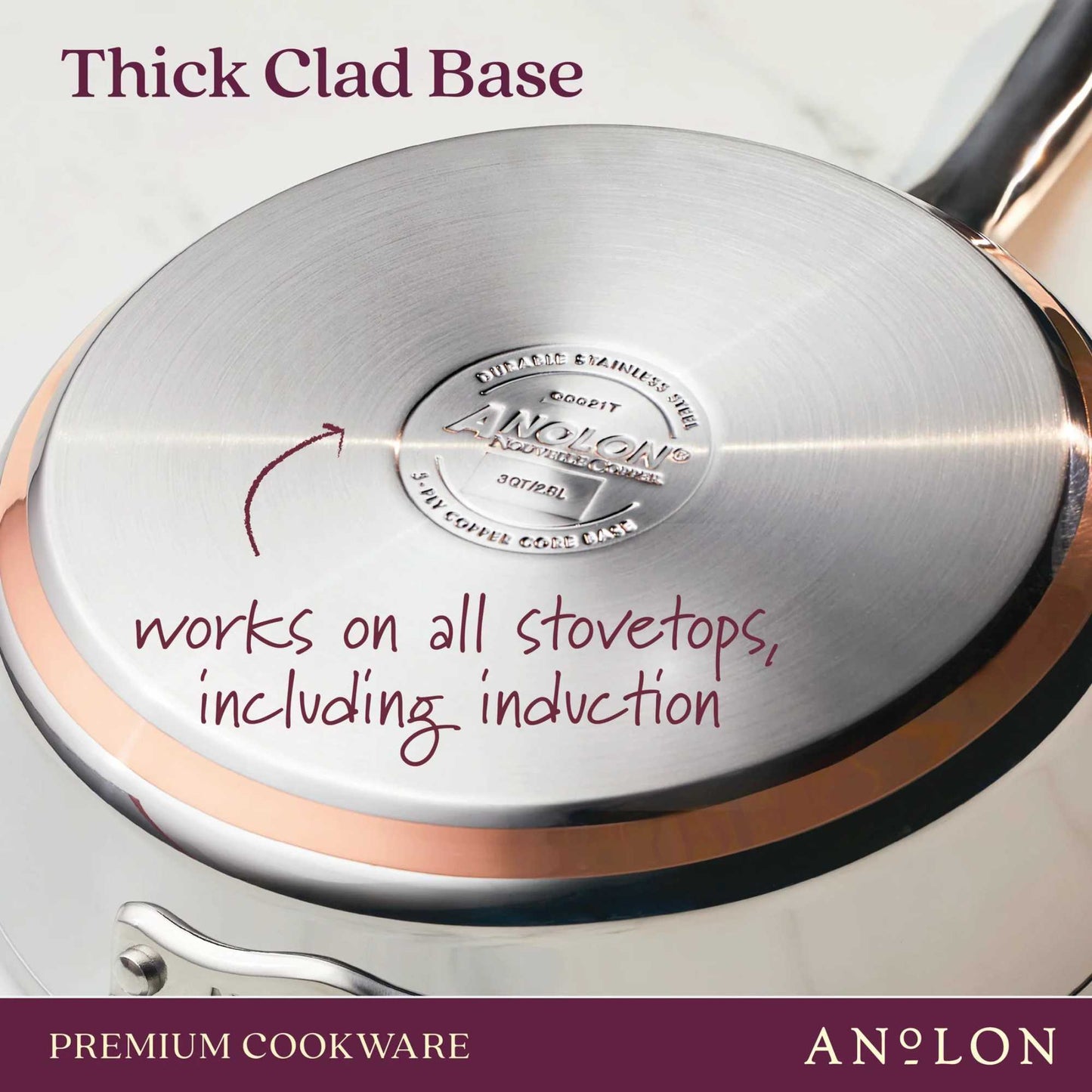 Anolon Nouvelle Copper Stainless Steel Induction Covered Skillet 30cm