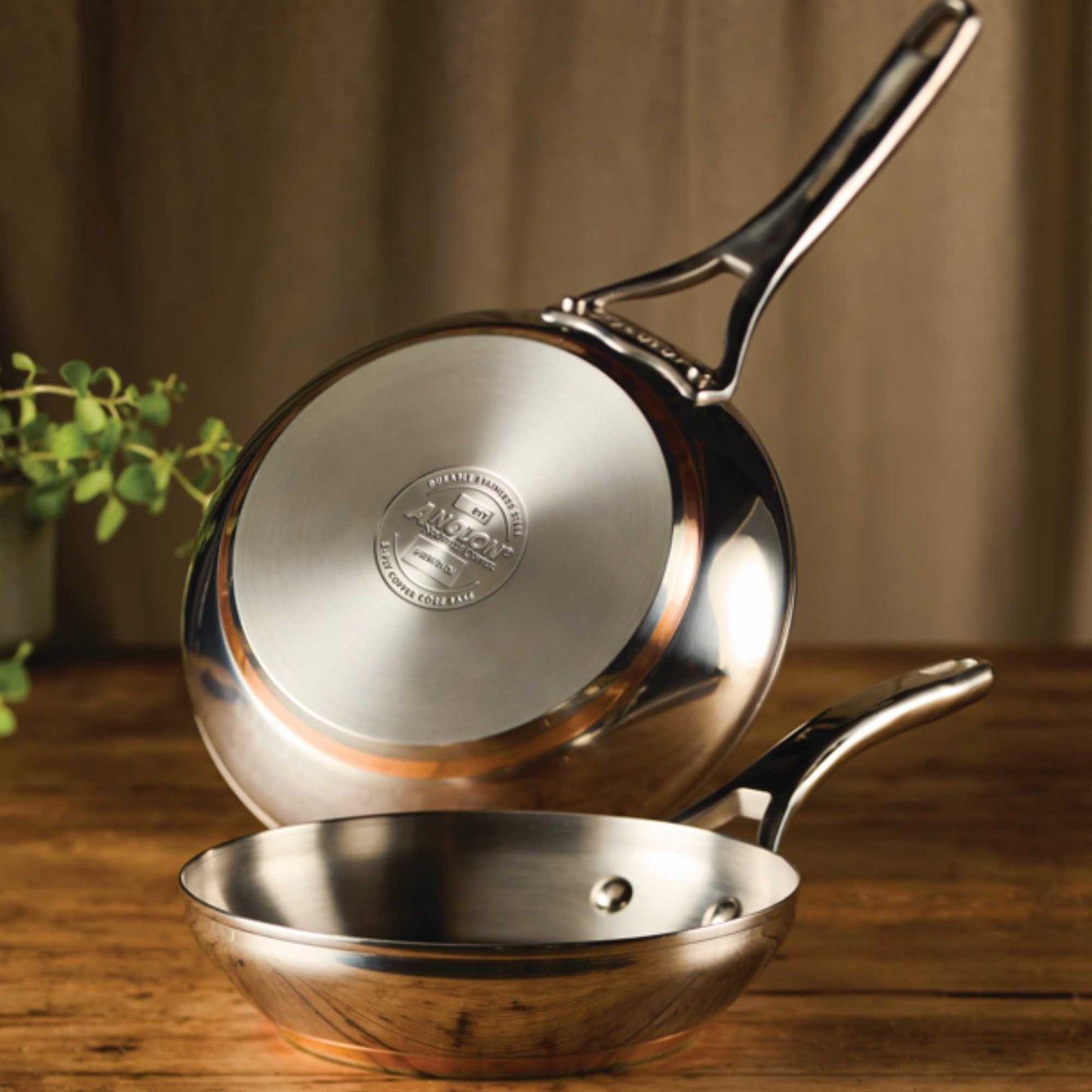 Anolon Nouvelle Copper Stainless Steel Induction Skillet Twin Pack 20/24cm