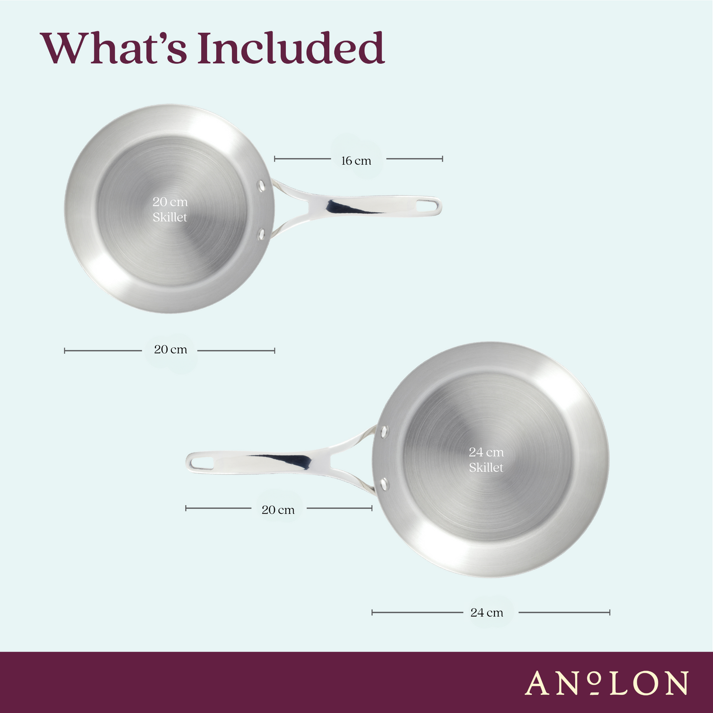 Anolon Nouvelle Copper Stainless Steel Induction Skillet Twin Pack 20/24cm