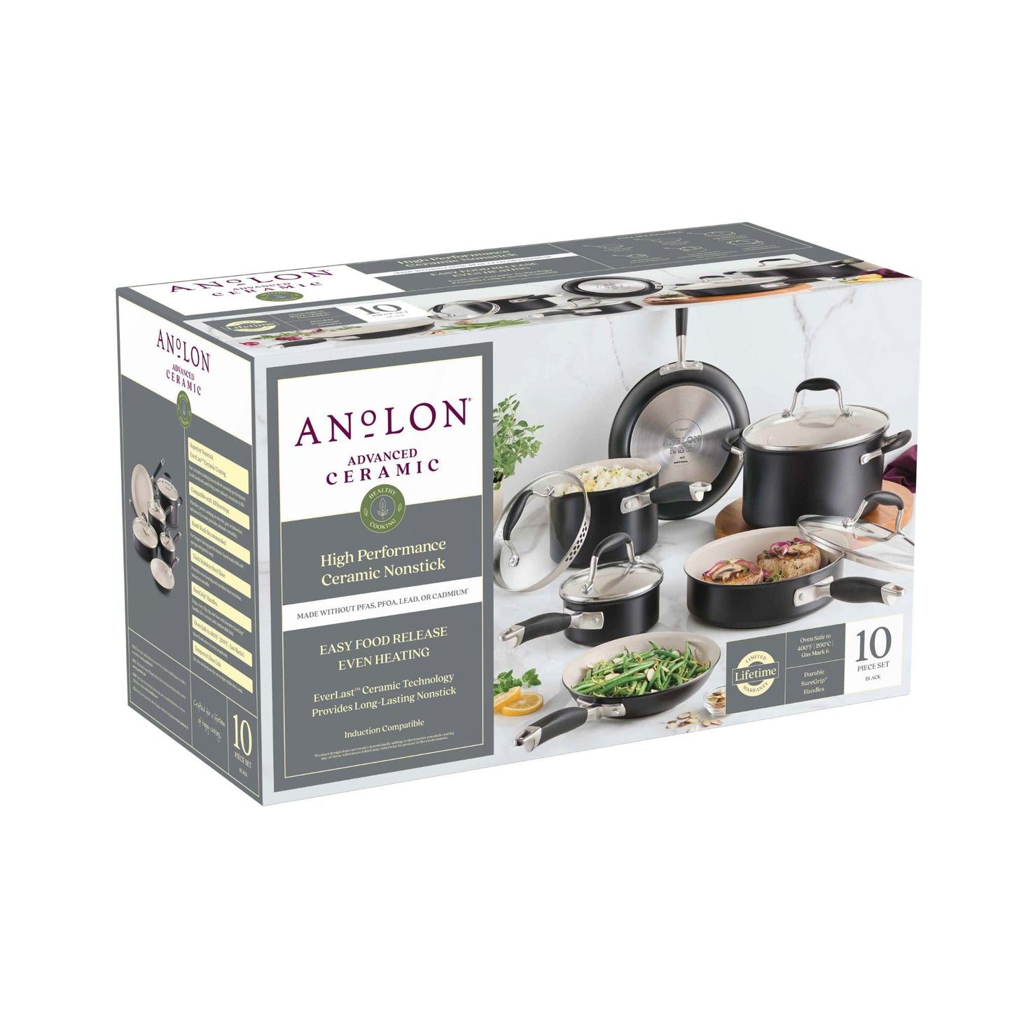 Anolon Advanced Ceramic Nonstick Induction 10 Piece Cookware Set