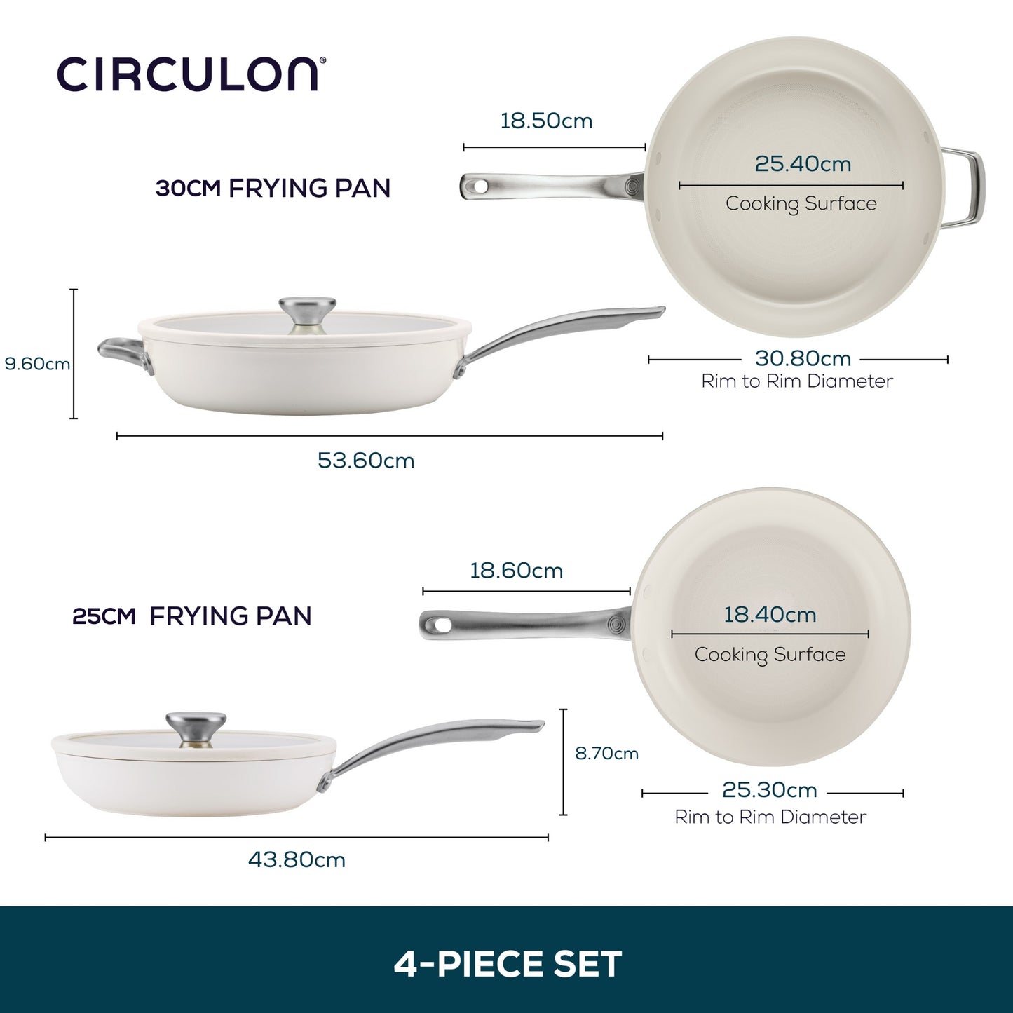 Circulon Halo With LaserDefense™ 25/30cm Covered Skillet Set Pearl White