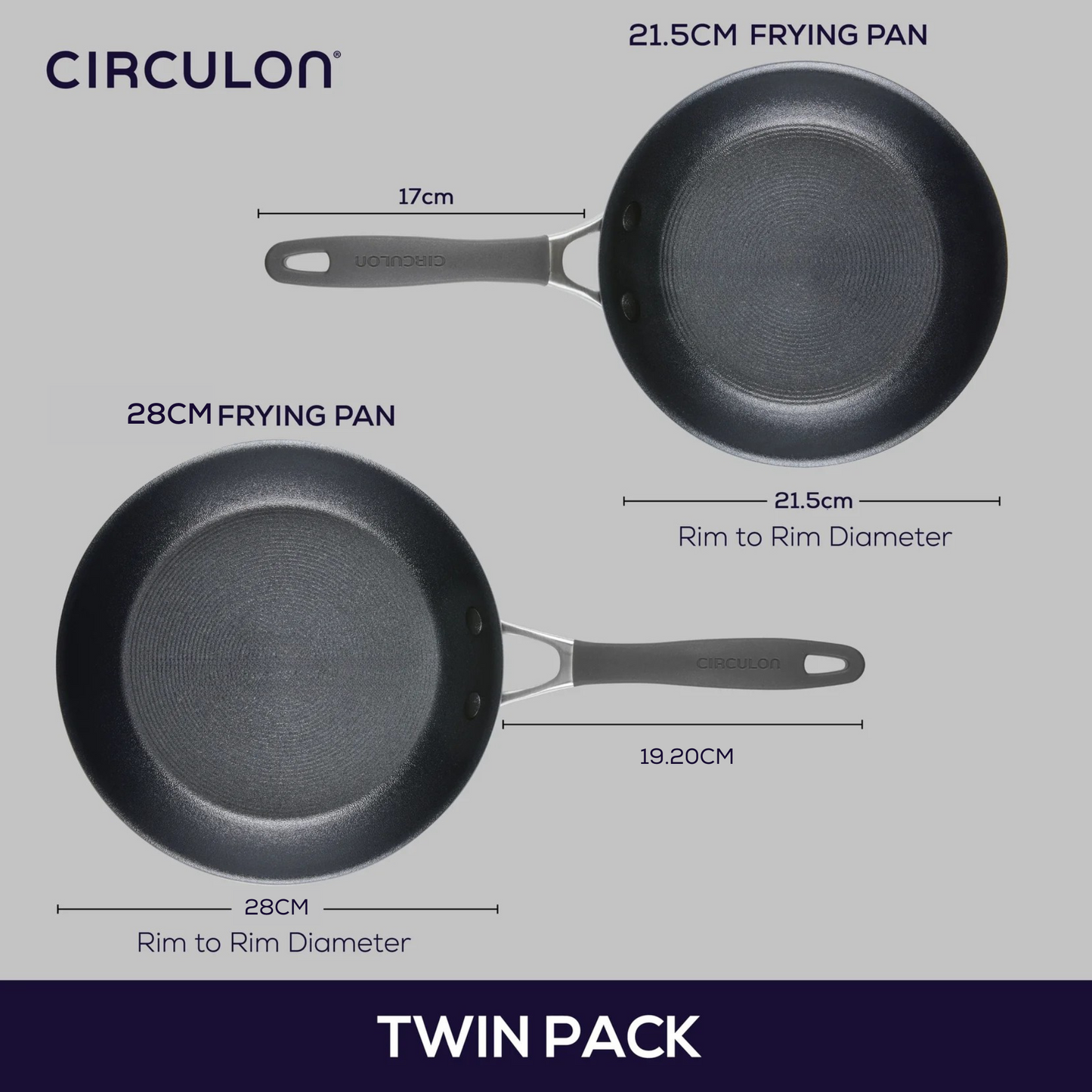 Circulon ScratchDefense A1 Nonstick Induction Skillet Twin Pack 21.5/28cm