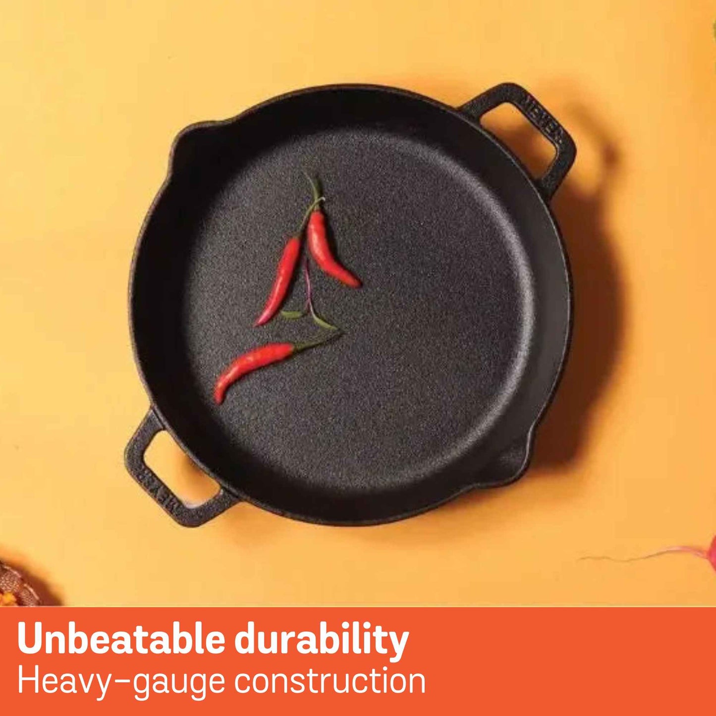 Meyer Pre-Seasoned Cast Iron Induction Double Handle Skillet 24cm