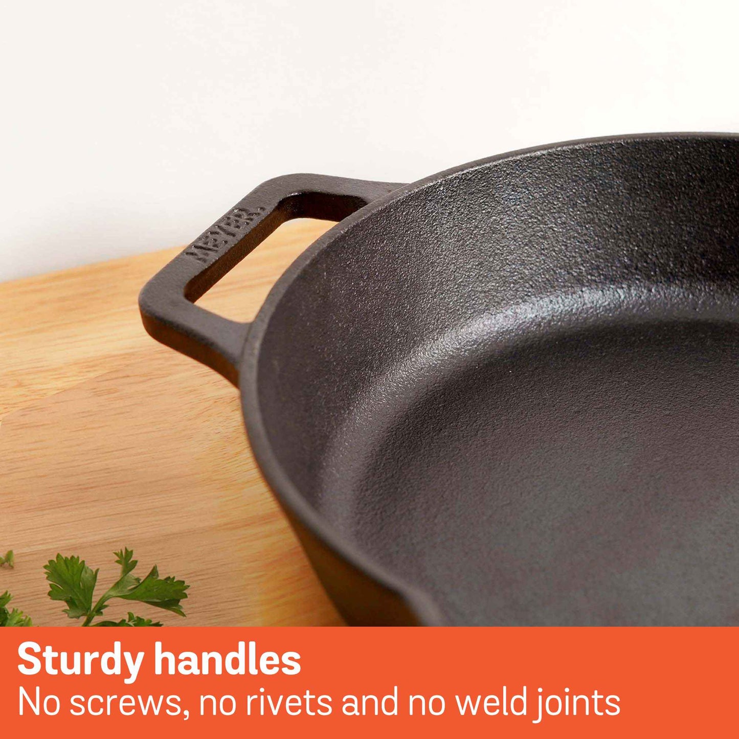 Meyer Pre-Seasoned Cast Iron Induction Double Handle Skillet 24cm