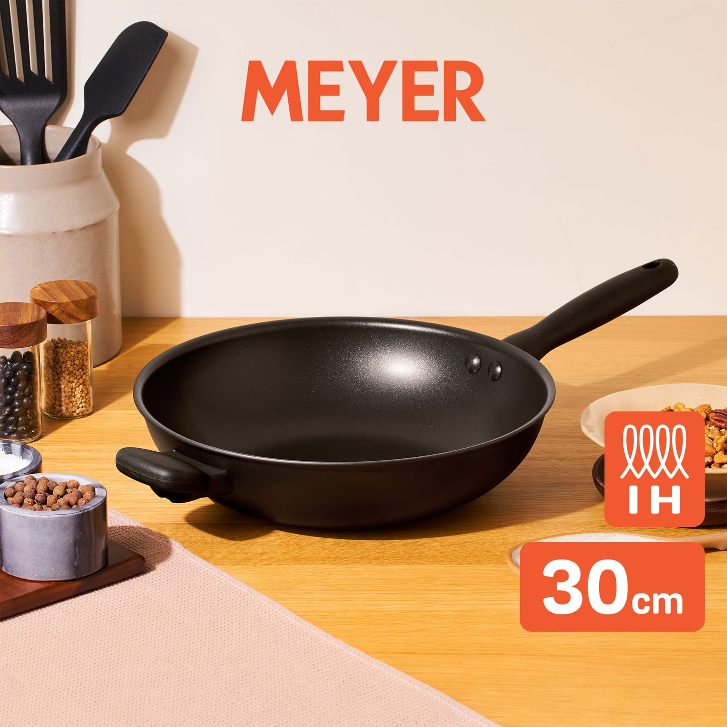 Meyer Midnight Series Nonstick Induction Open Stirfry 30cm