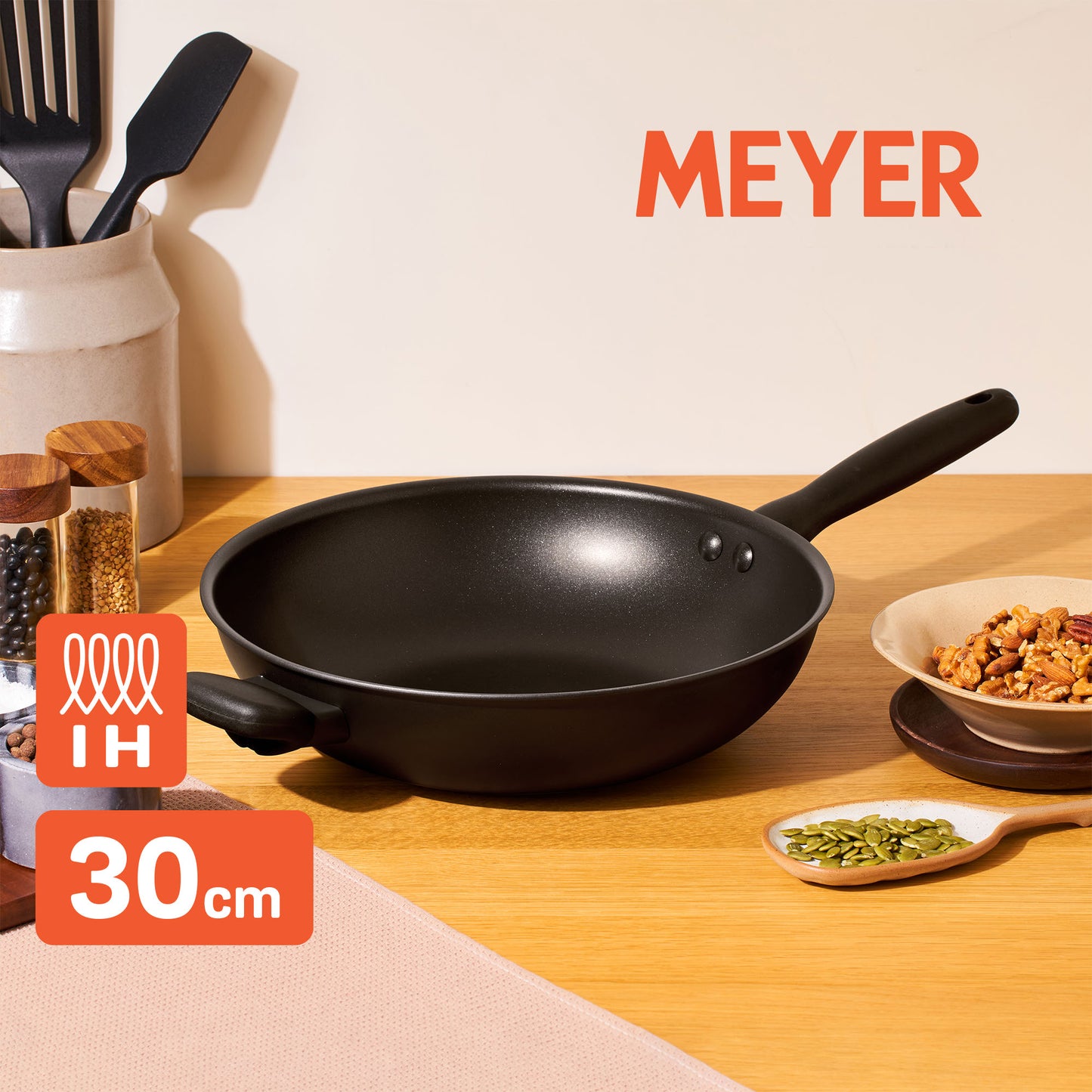 Meyer Midnight Series Nonstick Induction Open Stirfry 30cm