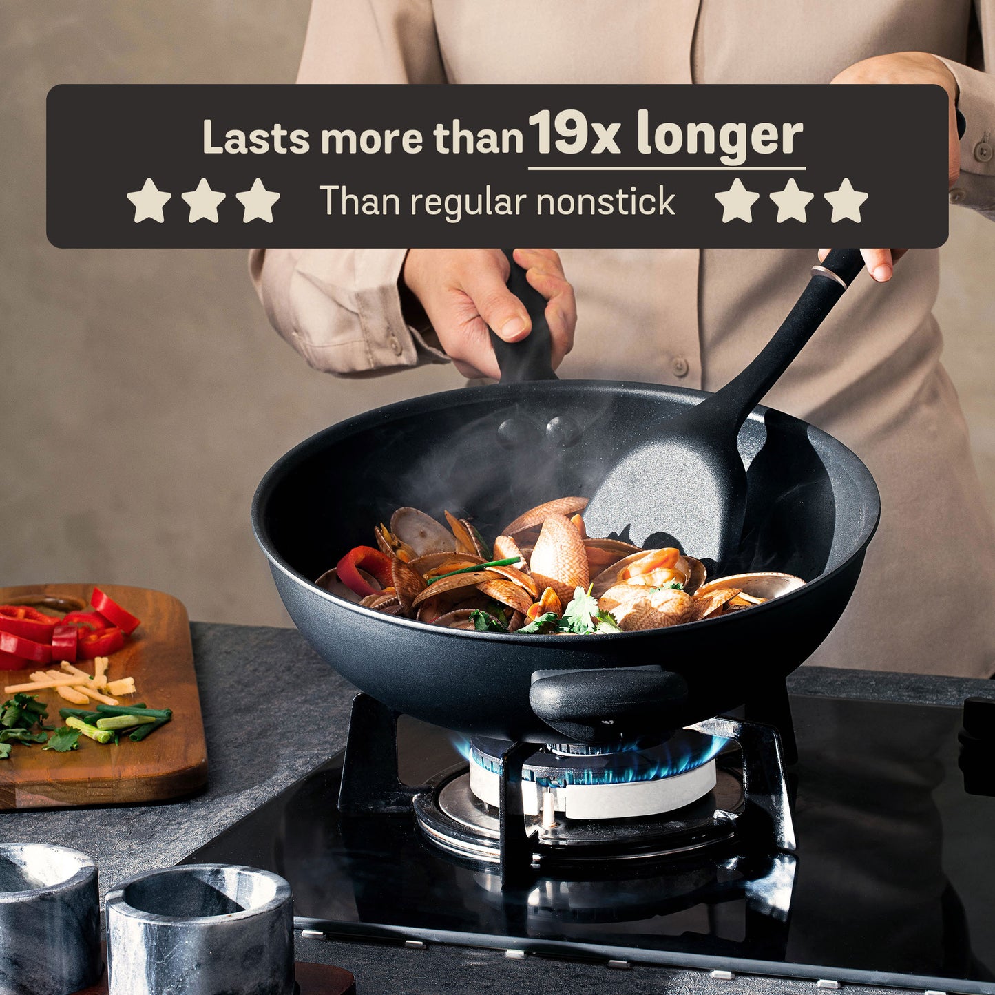 Meyer Midnight Series Nonstick Induction Open Stirfry 30cm