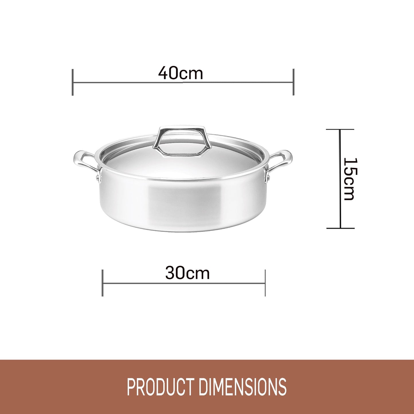 Essteele Per Sempre Clad Stainless Steel Induction Covered Sautéuse 30cm/6.7L