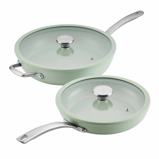 Circulon Halo With LaserDefense™ 25/30cm Covered Skillet Set Sage Green