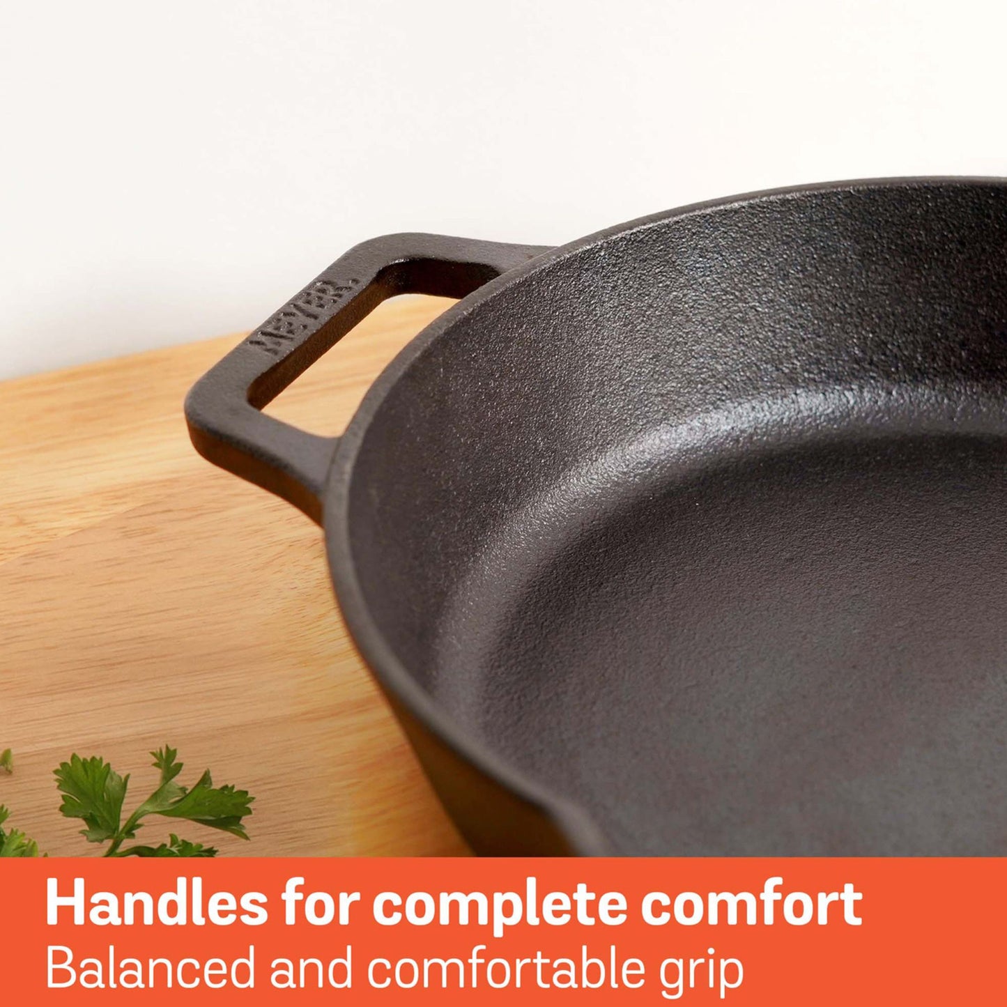 Meyer Pre-Seasoned Cast Iron Induction Double Handle Skillet 26cm