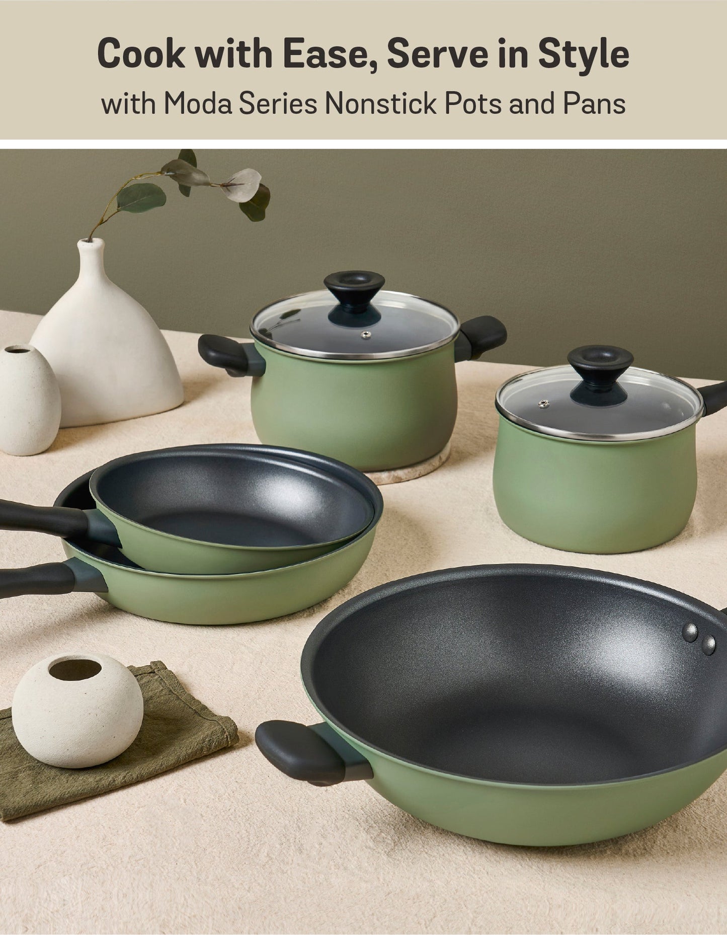 Meyer Moda Induction Frypan Twin Pack 24/30cm Sage