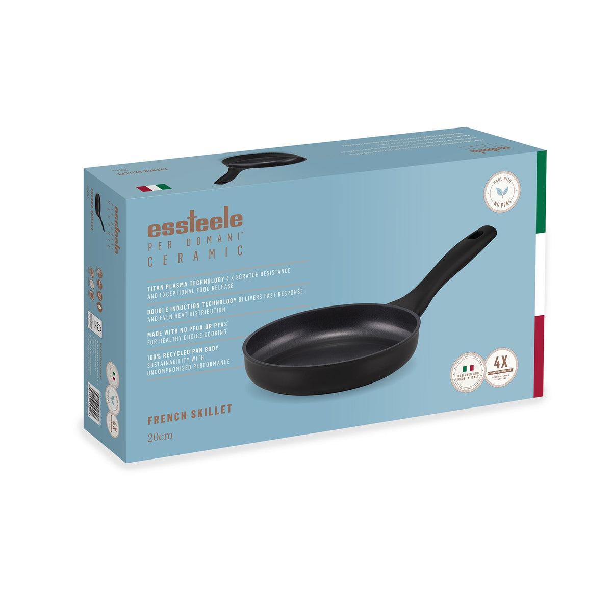 For searing, frying and everyday cooking – ceramic nonstick coated aluminium – Essteele Per Domani Ceramic Induction Open French Skillet 20cm