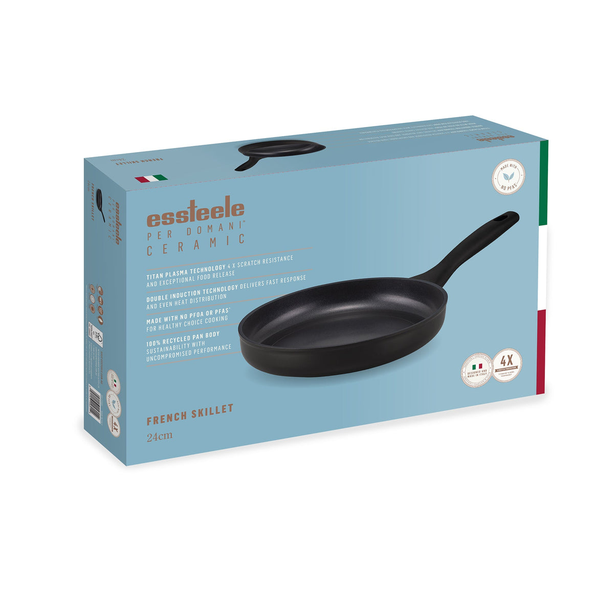 For searing, frying and everyday cooking – ceramic nonstick coated aluminium – Essteele Per Domani Ceramic Induction Open French Skillet 24cm