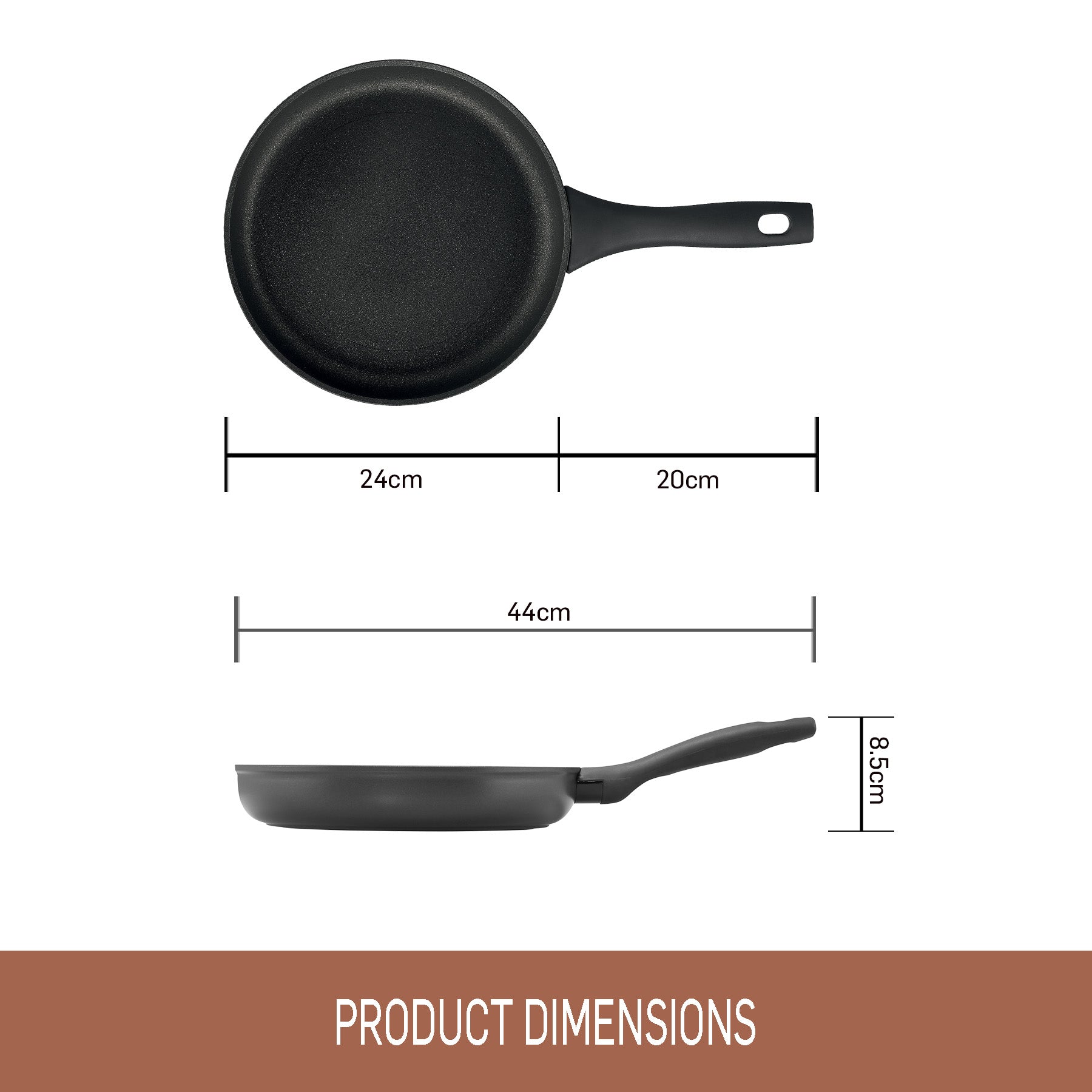 Full display view: For searing, frying and everyday cooking – ceramic nonstick coated aluminium – Essteele Per Domani Ceramic Induction Open French Skillet 24cm