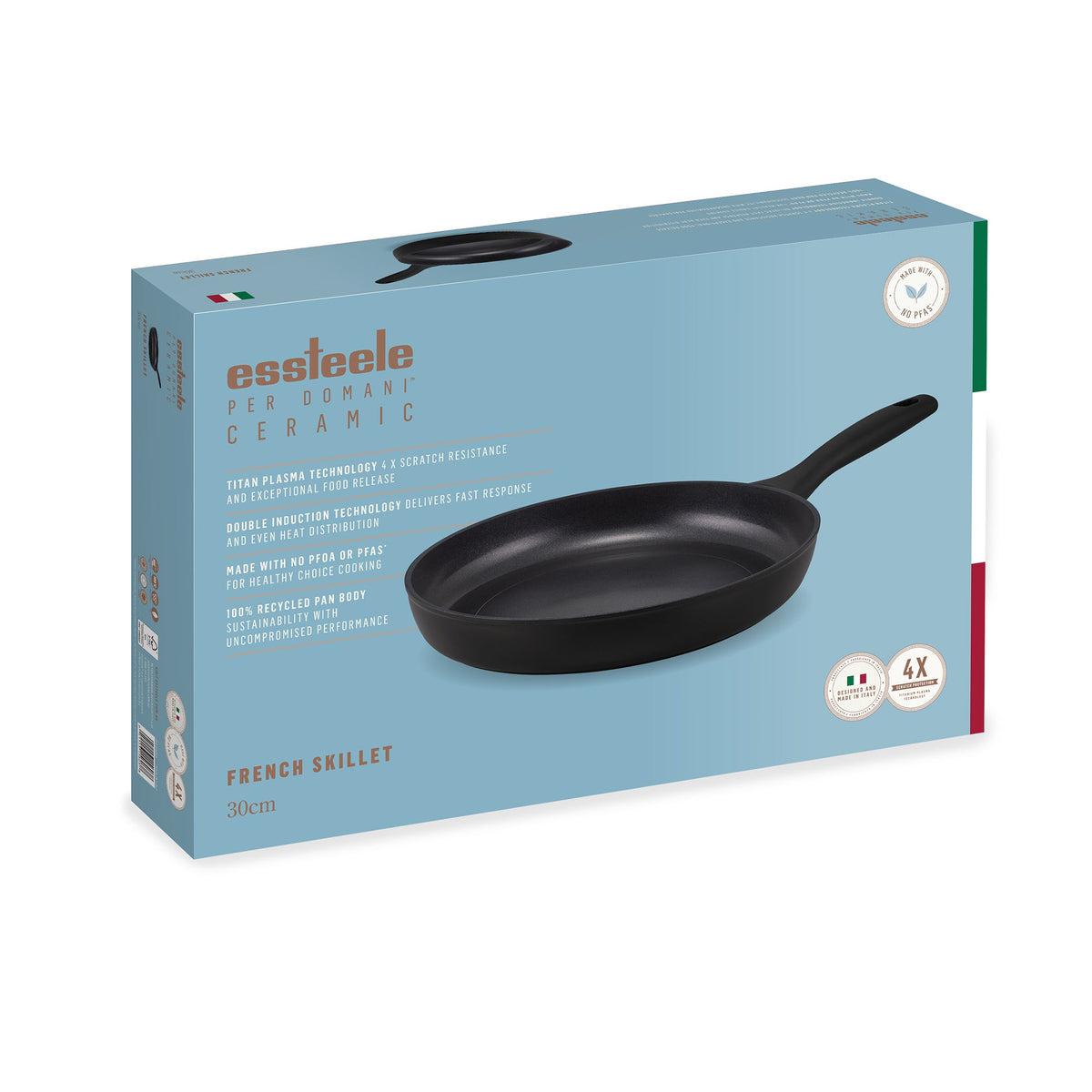 For searing, frying and everyday cooking – ceramic nonstick coated aluminium – Essteele Per Domani Ceramic Induction Open French Skillet 30cm