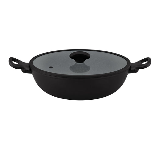 For stir-frying and wok-style cooking – ceramic nonstick coated aluminium – Essteele Per Domani Ceramic Induction Covered Wok 30cm