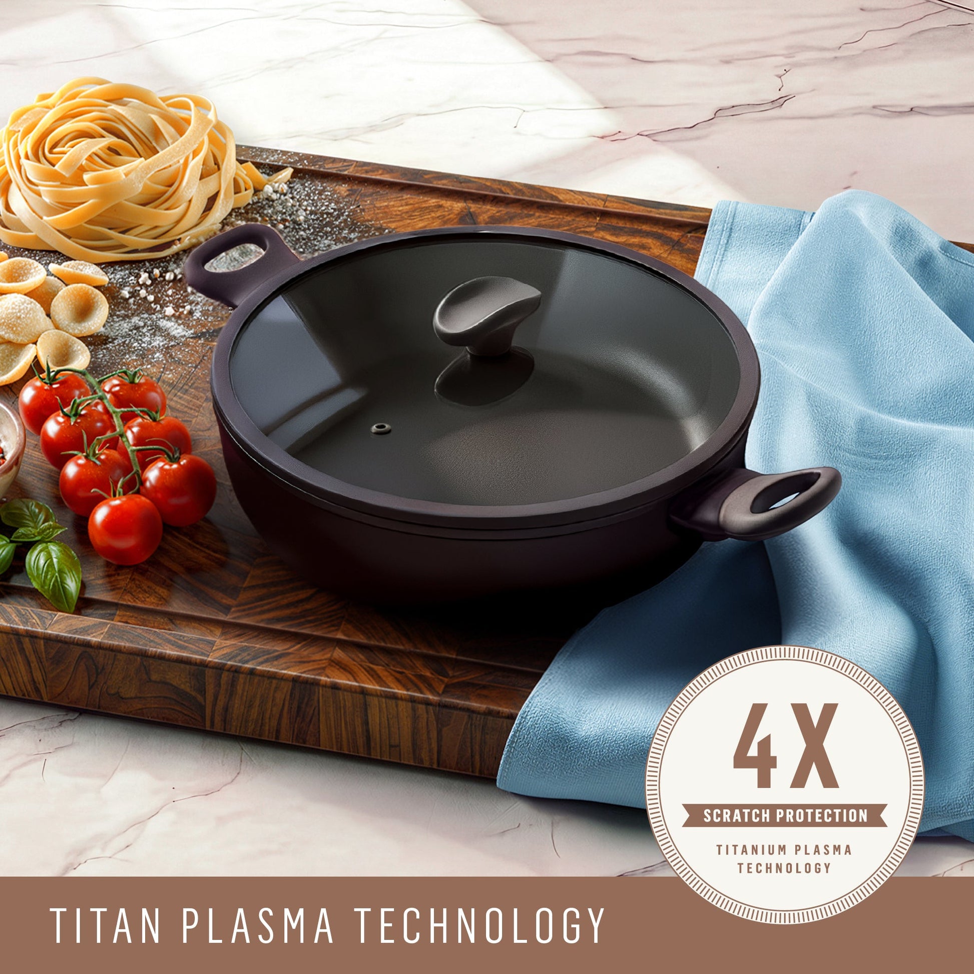 Product detail view: For braising and one-pot meals – ceramic nonstick coated aluminium – Essteele Per Domani Ceramic Induction Covered Sautéuse 28cm/4L