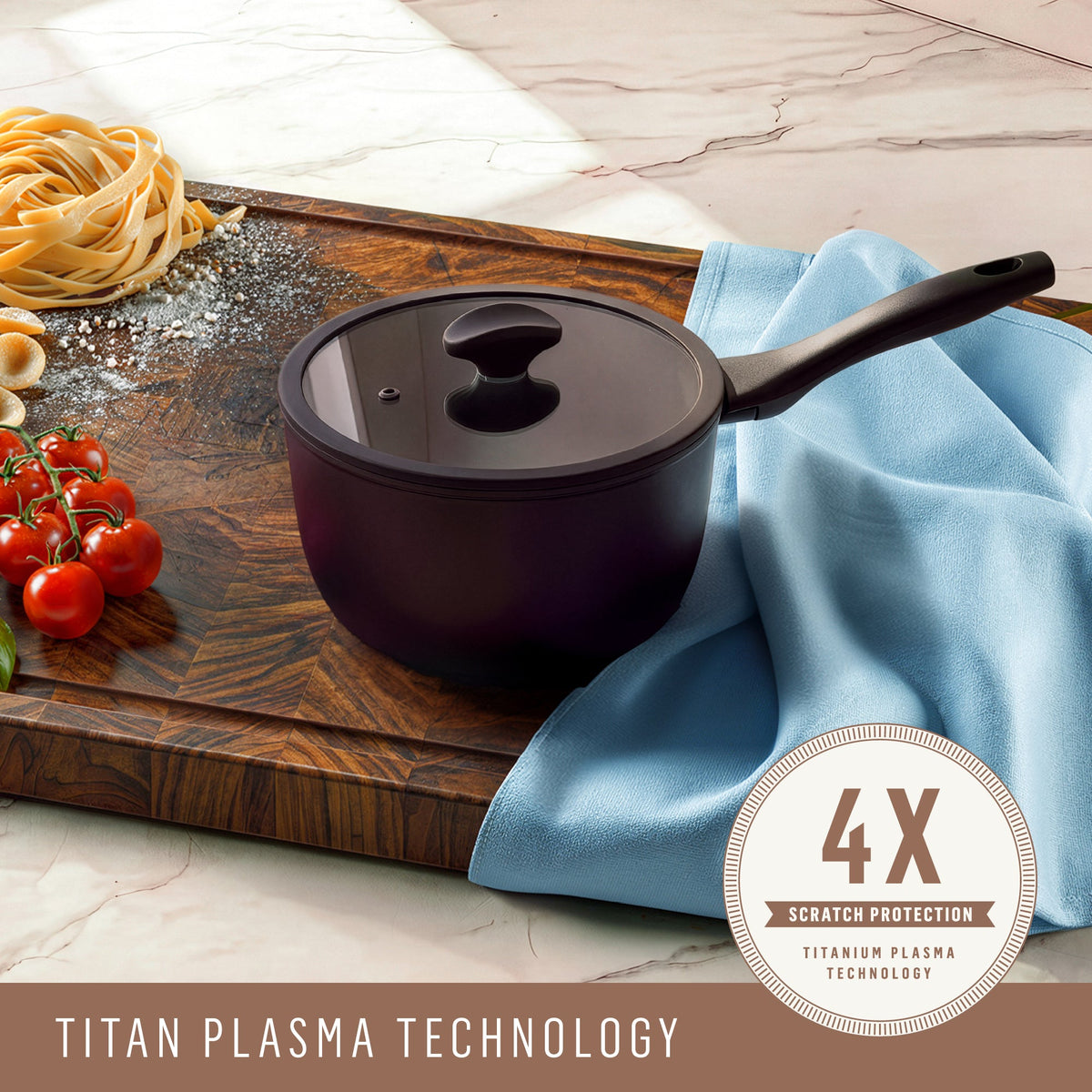 Product detail view: For soups and sauces – ceramic nonstick coated aluminium – Essteele Per Domani Ceramic Induction Covered Saucepan 20cm/2.8L