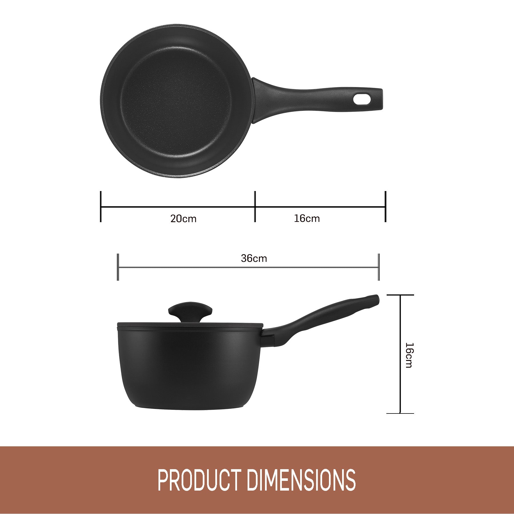 Full display view: For soups and sauces – ceramic nonstick coated aluminium – Essteele Per Domani Ceramic Induction Covered Saucepan 20cm/2.8L