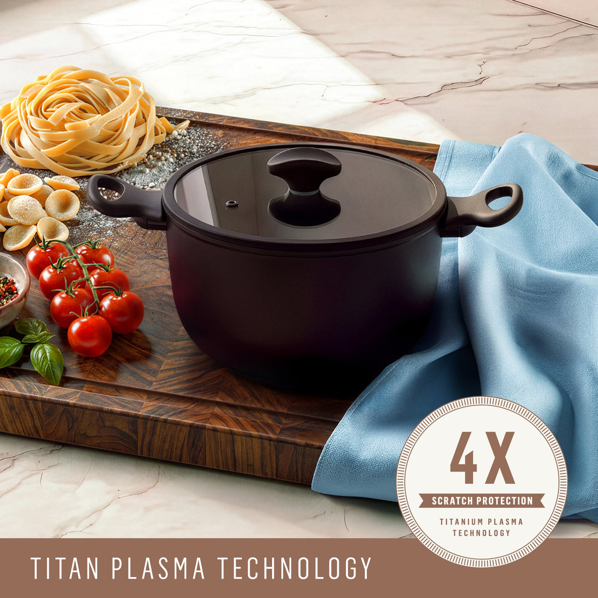 For slow-cooked casseroles and braises – ceramic nonstick coated aluminium – Essteele Per Domani Ceramic Induction Covered Casserole 24cm/5.5L
