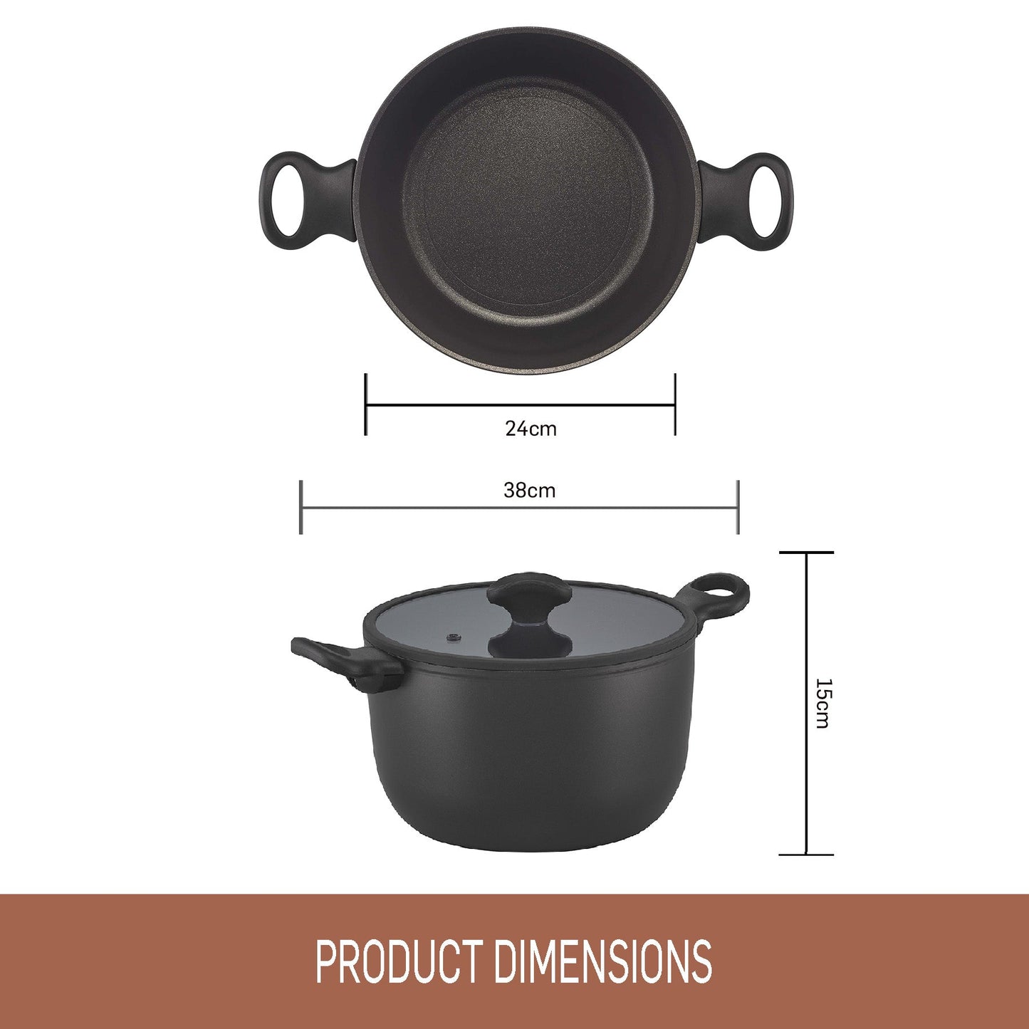 For slow-cooked casseroles and braises – ceramic nonstick coated aluminium – Essteele Per Domani Ceramic Induction Covered Casserole 24cm/5.5L