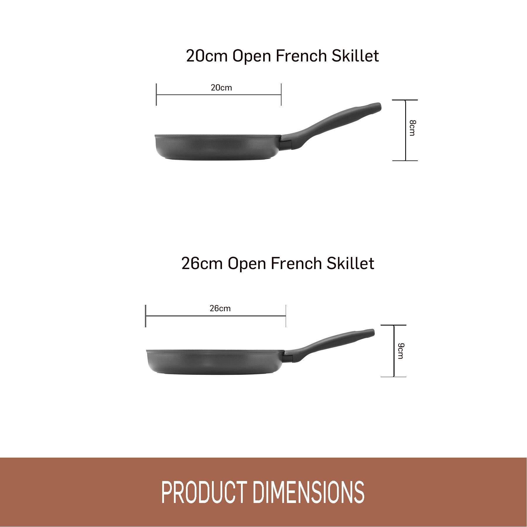 For searing, frying and everyday cooking – ceramic nonstick coated aluminium – Essteele Per Domani Ceramic Induction Open French Skillet Twin Pack 20/26cm